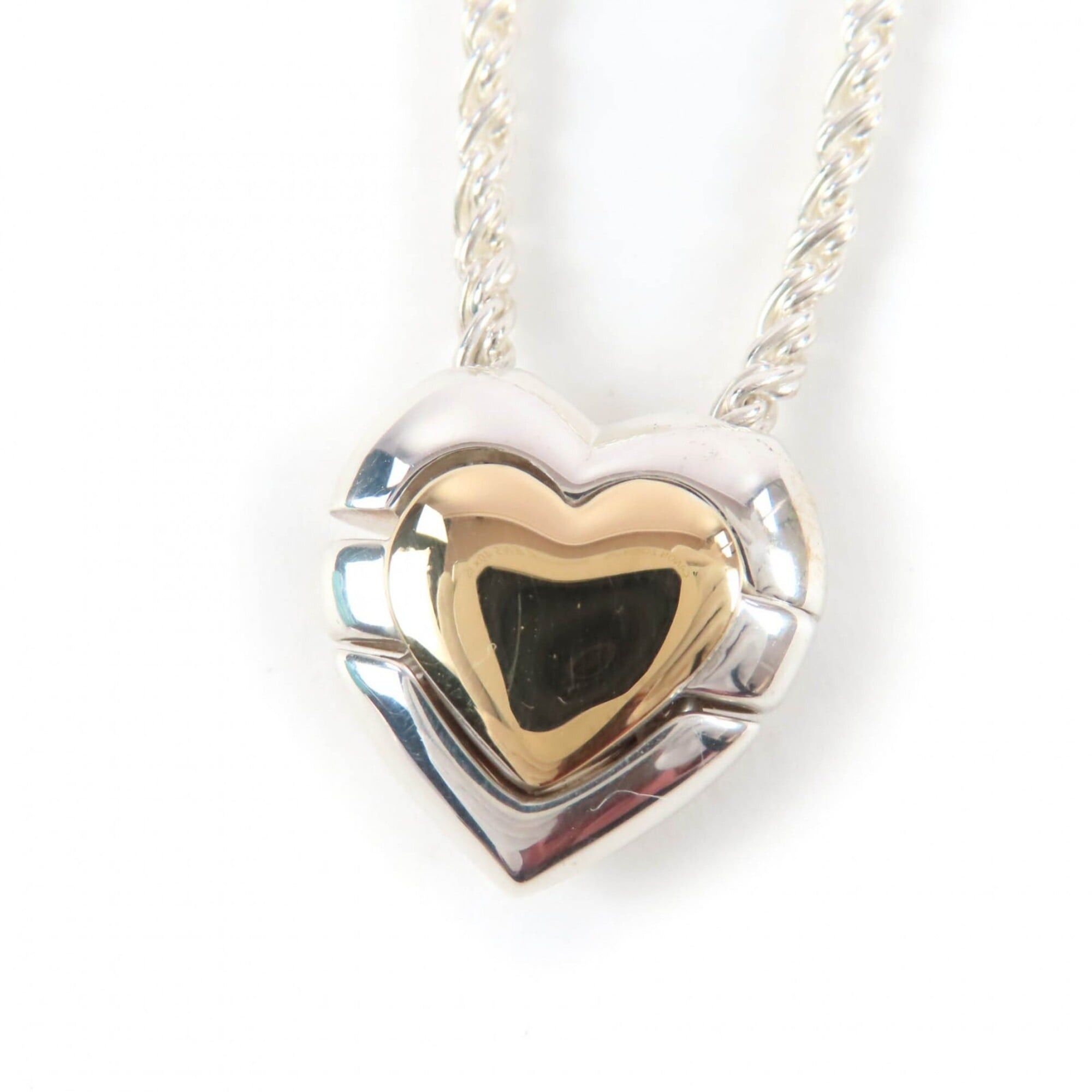 Tiffany & Co. TIFFANY&Co. Tiffany 925 Puzzle Heart Necklace Pendant, Silver and Gold, with Box Dust Bag, Weight 21.62g, Women's. Size ONE SIZE - 1 Thumbnail