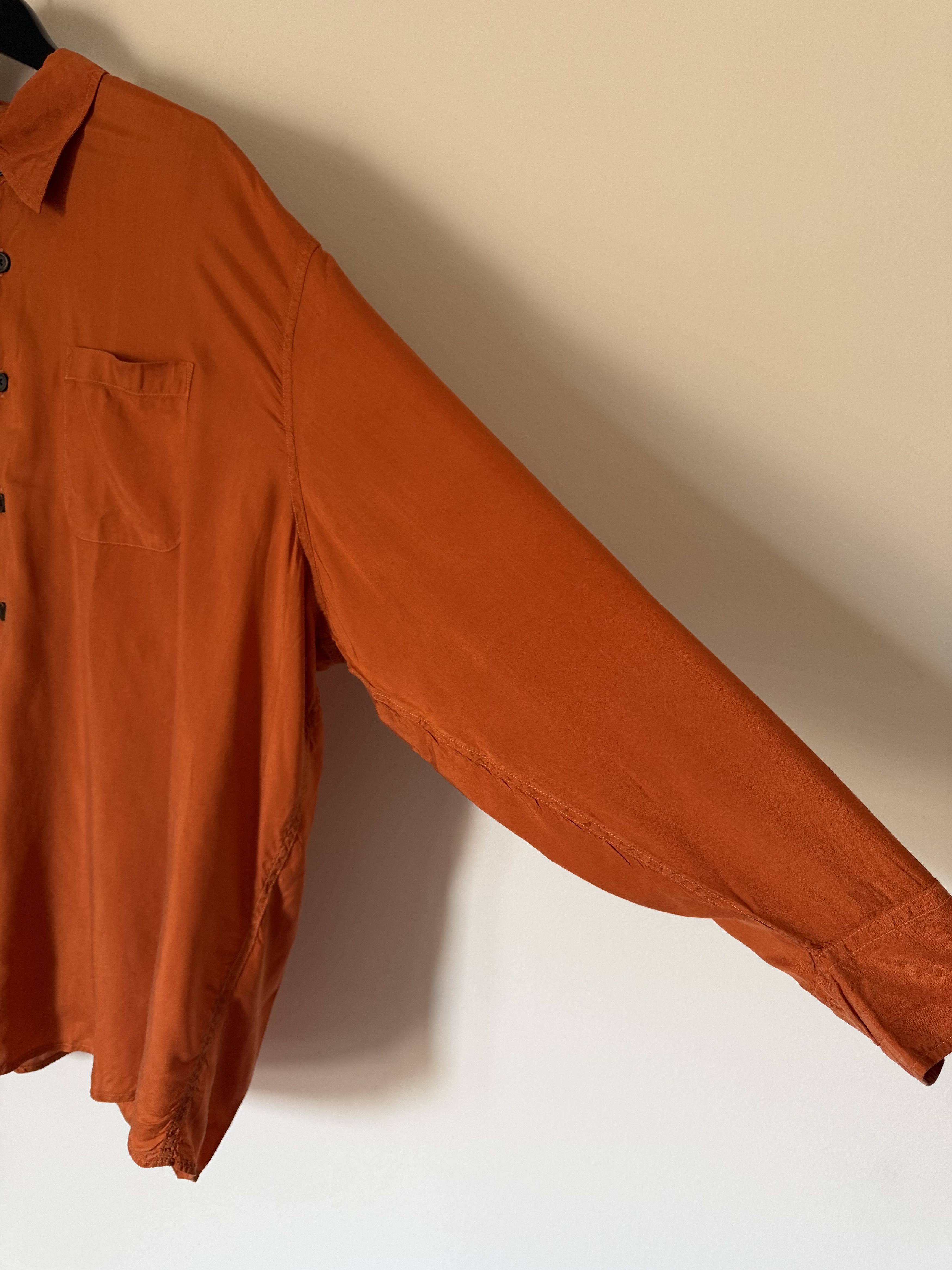 DENIM TEARS × Our Legacy Our Legacy Denim Tears Borrowed Shirt Las Vegas Orange Cupro Size US XL / EU 56 / 4 - 4 Thumbnail