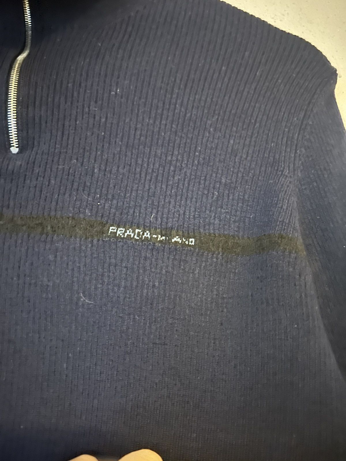 Prada Prada Milano Navy Wool Half-Zip Sweater Size XL / US 12-14 / IT 48-50 - 7 Thumbnail