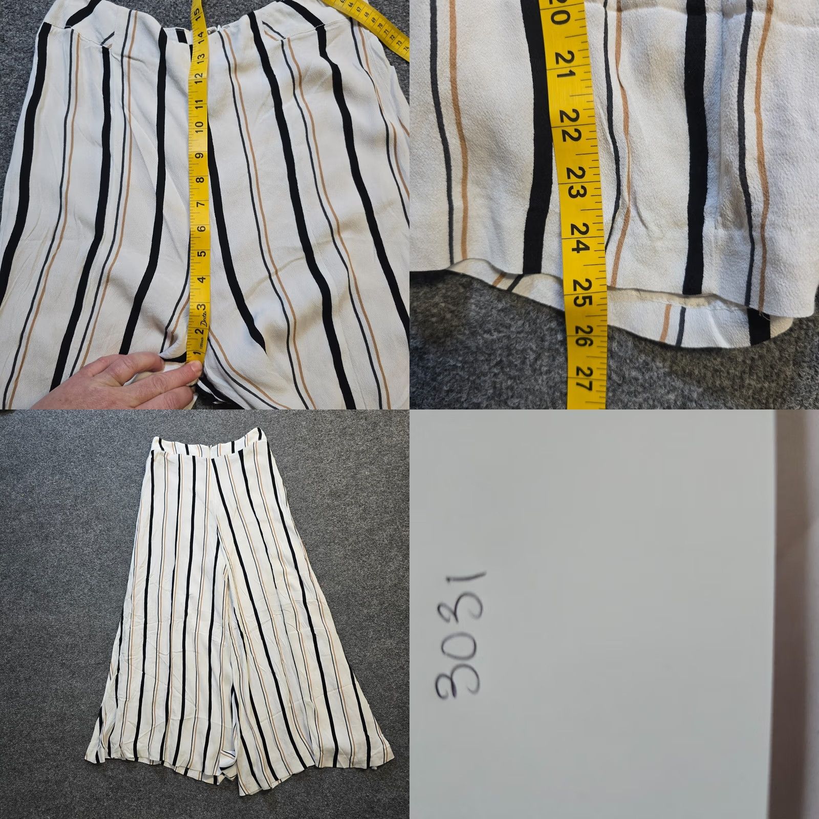 Anthropologie Anthropologie Ett Twa Pants Womens Size 8 White Striped Wide-Leg Capsule Neutral Size 30" / US 8 / IT 44 - 8 Thumbnail