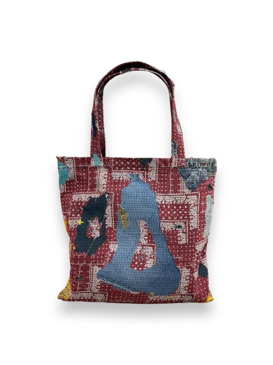 Handmade Custom Made Distressed Denim Paisley Patchwork Boro Totebag Size ONE SIZE - 1 Thumbnail