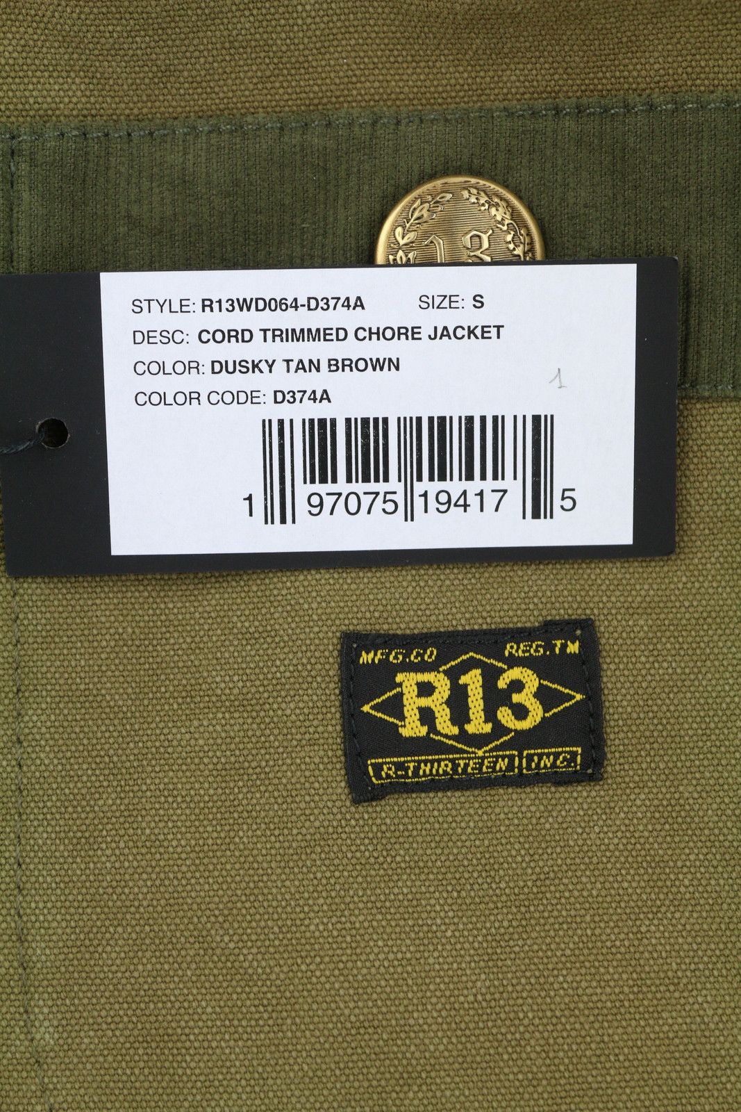 R13 CORD TRIMMED CHORE S Dusky Tan Canvas Oversized 86708 Size S / US 4 / IT 40 - 9 Thumbnail
