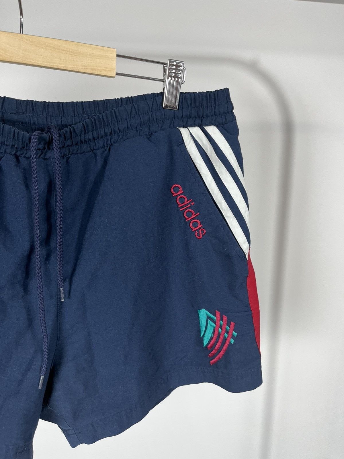 Adidas Vintage Adidas Swim Shorts Navy Red 3-Stripes Embroidered M Size US 32 / EU 48 - 3 Thumbnail