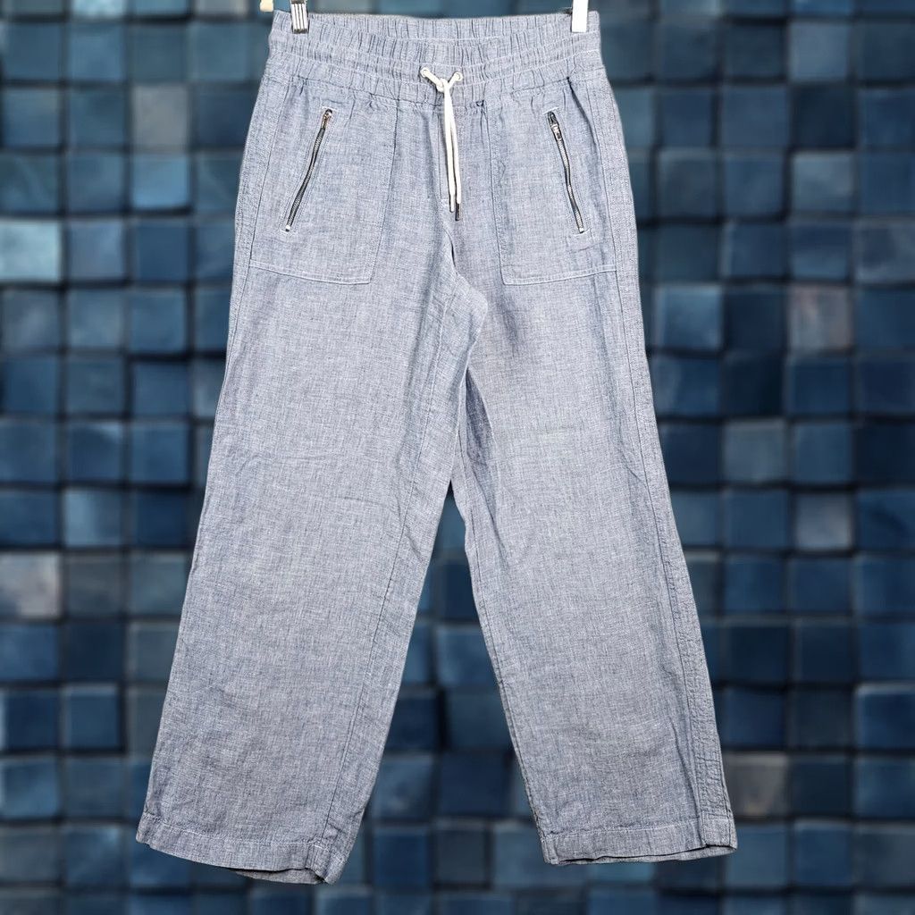 Athleta Athleta Pants Women's Wide Leg Pull On Pockets 100% Linen Size 6 Blue Regular Size 28" / US 6 / IT 42 - 1 Thumbnail