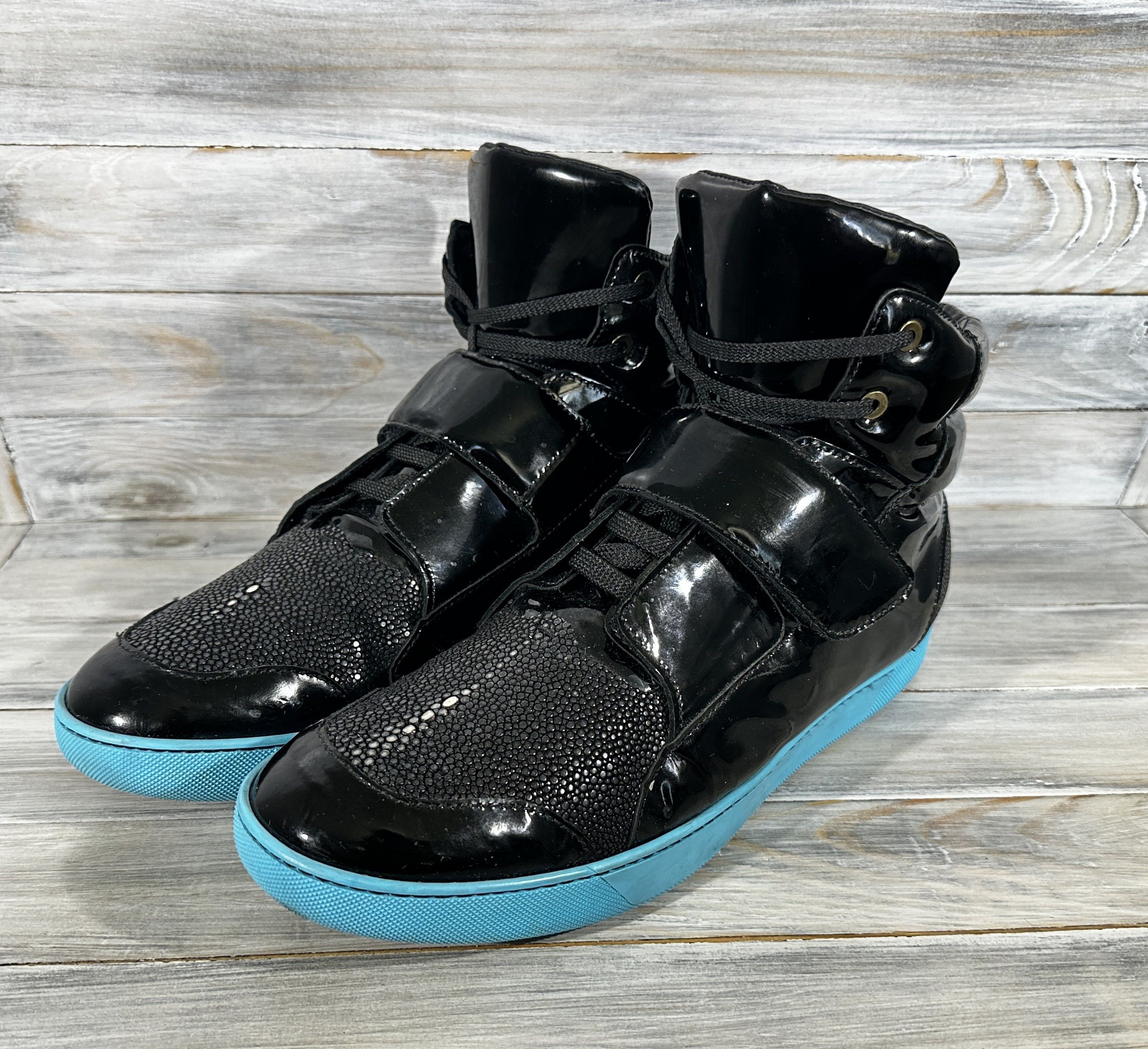 Leather Stress By Navyboot SBNB Men's Patent Leather Mid Sneakers Size US 11 / EU 44 - 6 Thumbnail