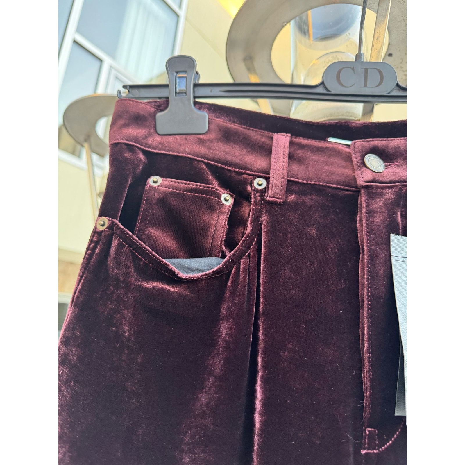 Saint Laurent Paris o1rshd1 Wide Leg Velvet / Velour Pants in Burgundy Size US 32 / EU 48 - 6 Thumbnail