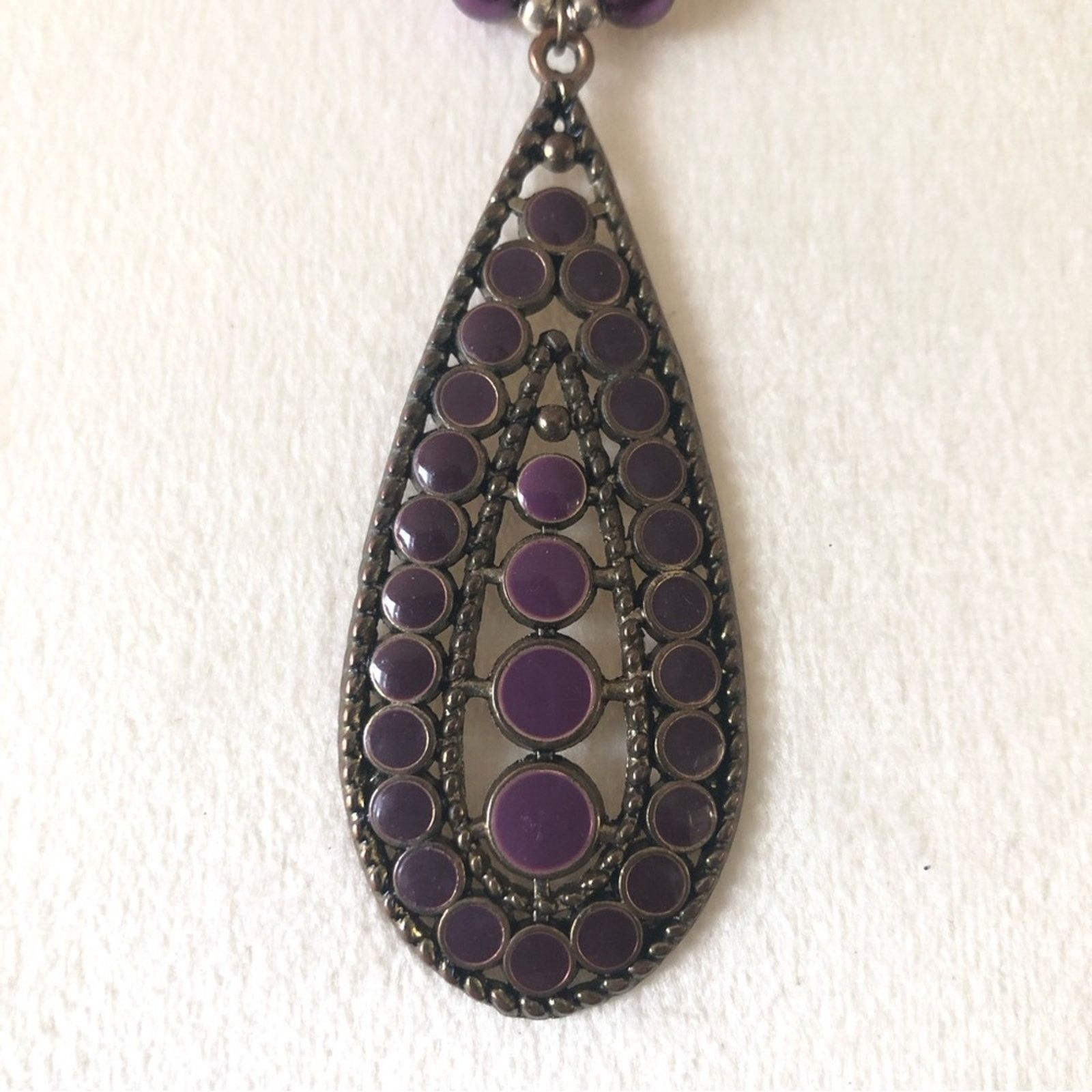 Handmade Handcrafted double strand purple Czech Pearl necklace Size ONE SIZE - 7 Thumbnail