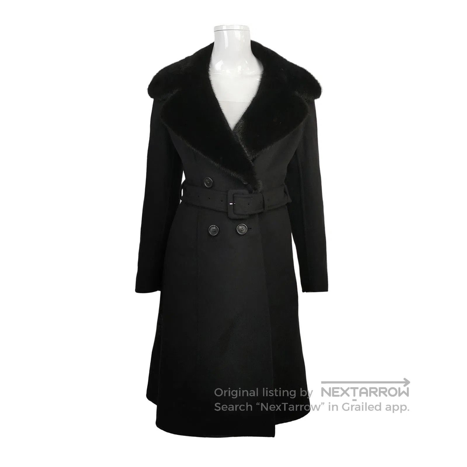 Prada Prada Black Wool Blend Overcoat with Belt . Size US S / EU 44-46 / 1 - 1 Thumbnail