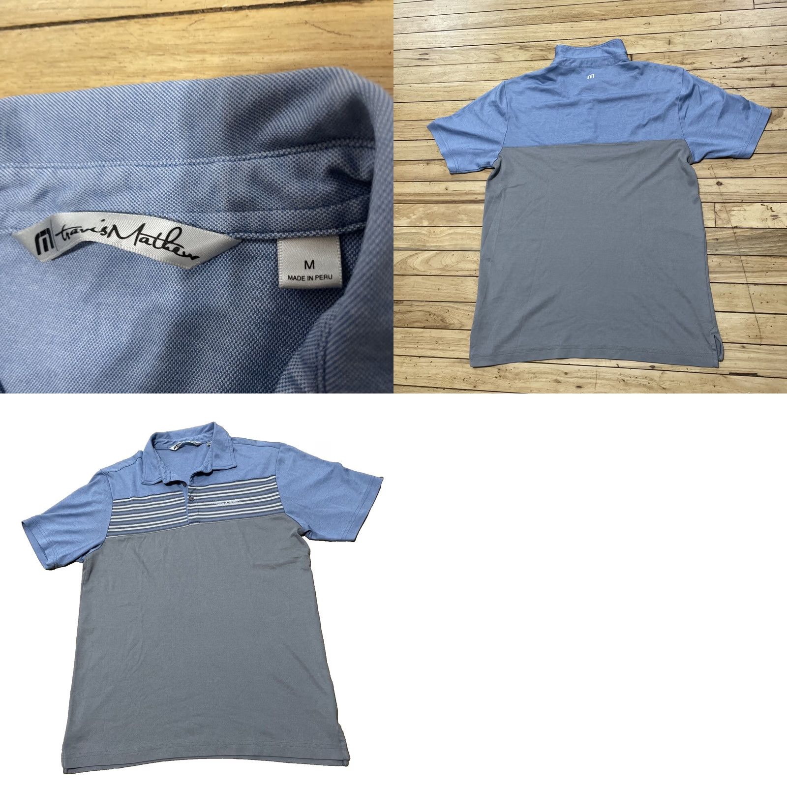 TravisMathew Travis Mathew Polo Shirt Men M Blue Peru Pima Cotton Blend Striped Chambray Golf Shirt Size US M / EU 48-50 / 2 - 11 Thumbnail