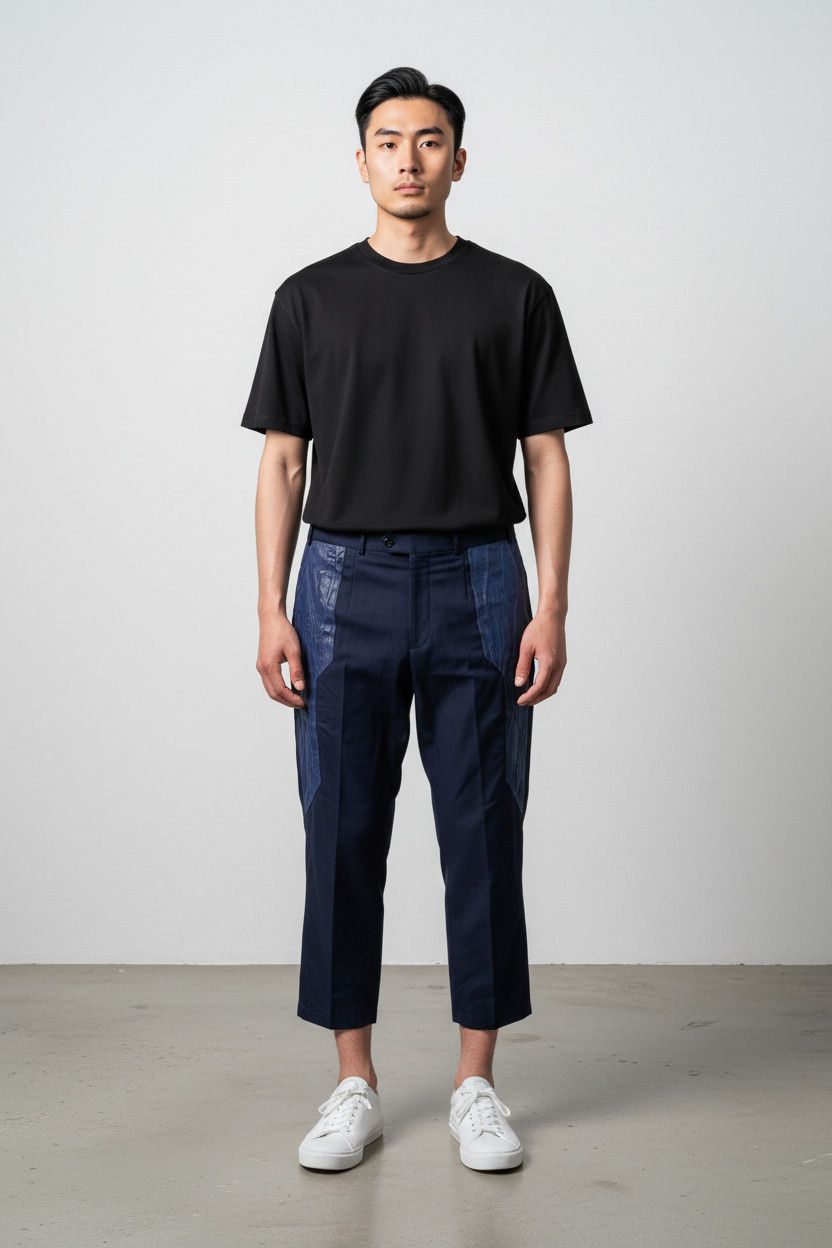 Other Electric Blue Cropped Pants with Real Leather Detail Size US 32 / EU 48 - 2 Thumbnail