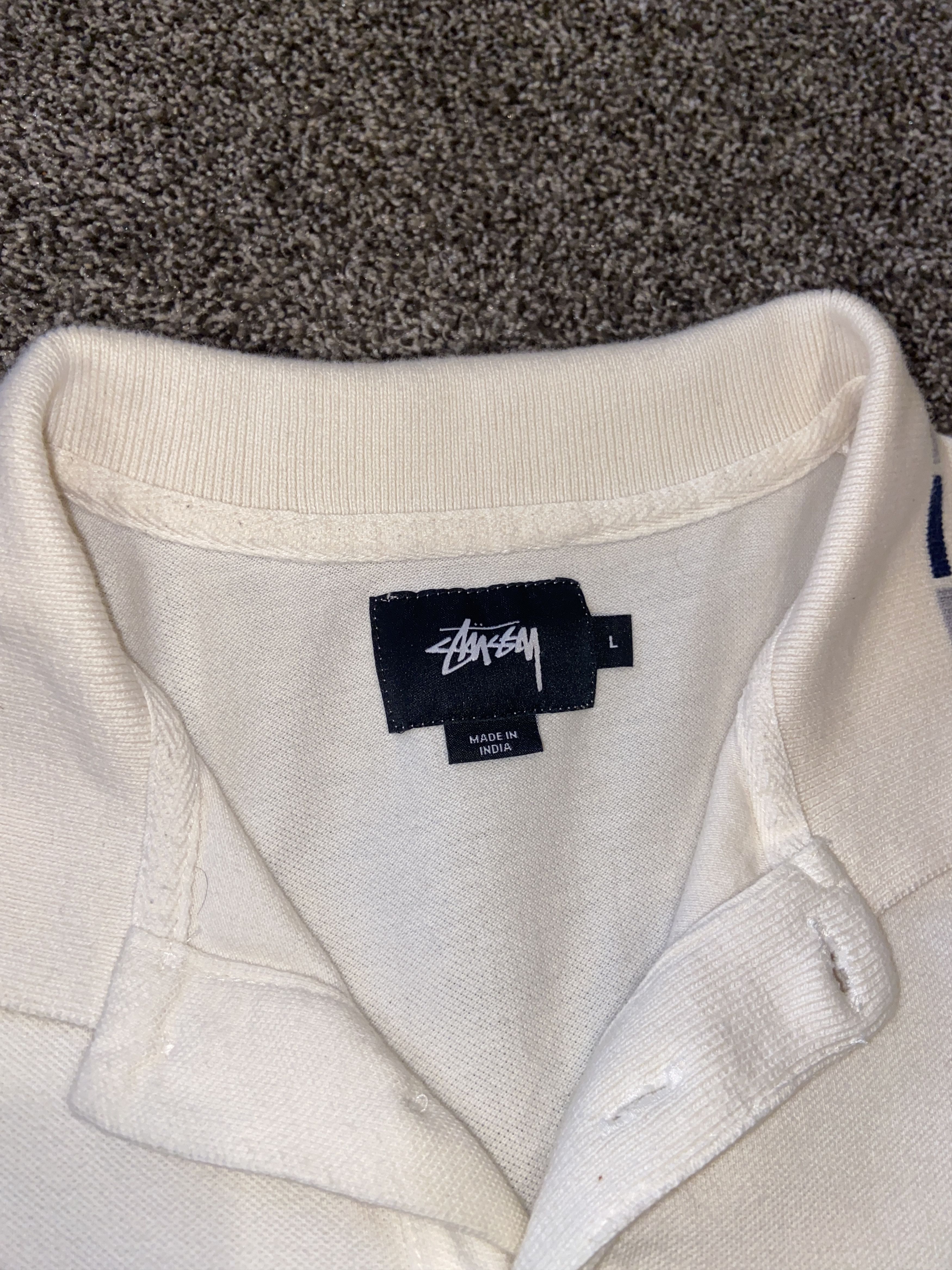 Stussy Stusssy Cream Textured SS Polo Size US L / EU 52-54 / 3 - 4 Thumbnail