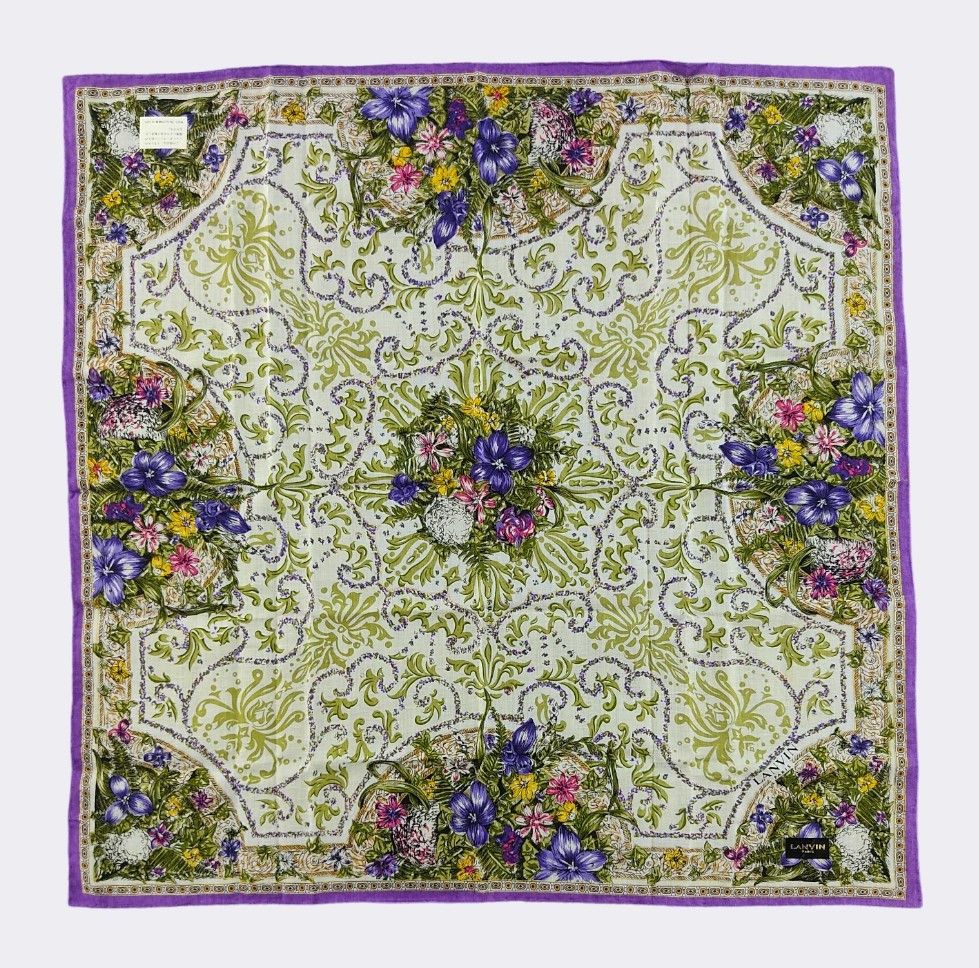Lanvin Vintage Lanvin Paris Botanical Floral Cotton Handkerchief Size ONE SIZE - 1 Thumbnail