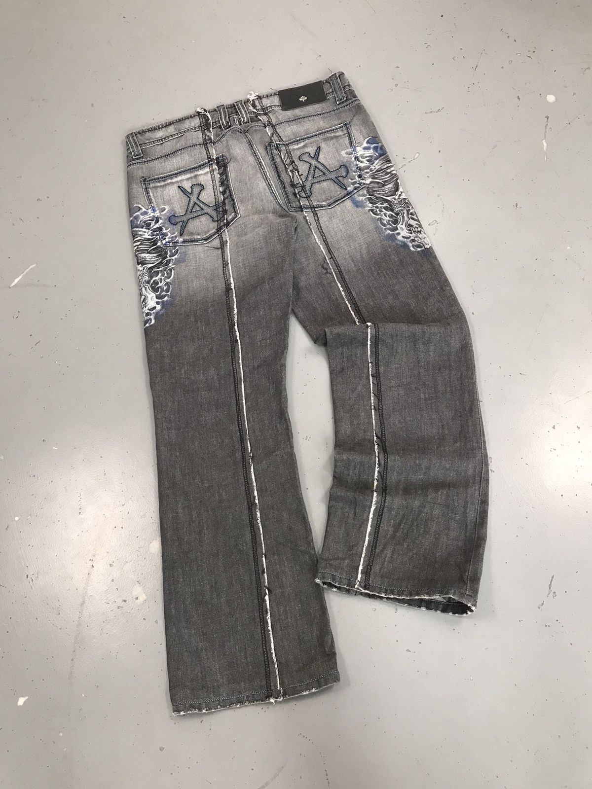 Affliction × Southpole × Vintage Crazy vintage affliction gray skull distressed denim Size US 36 / EU 52 - 2 Thumbnail
