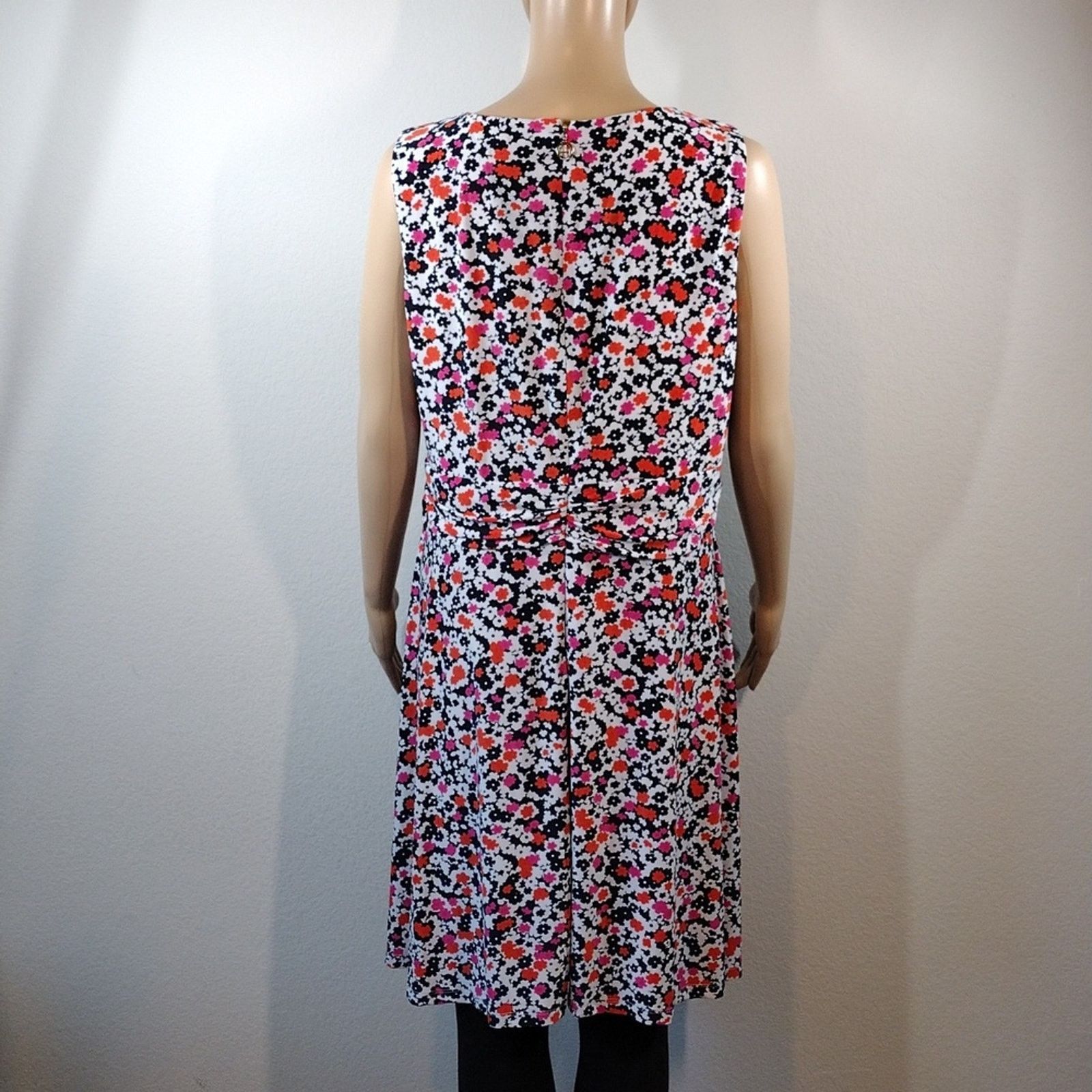 Tommy Hilfiger Tommy Hilfiger Navy Pink Orange Floral Flower Stretchy Dress Size XL / US 12-14 / IT 48-50 - 2 Thumbnail