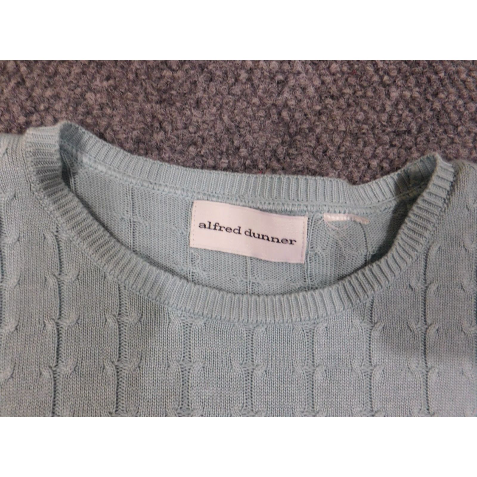 Vintage Alfred Dunner Womens Sweater L Blue Pullover Stretch Knit Shoulder Pads Cap Sleeve Crew Neck Casual Knit Pattern Solid Modern American Size L / US 10 / IT 46 - 4 Thumbnail