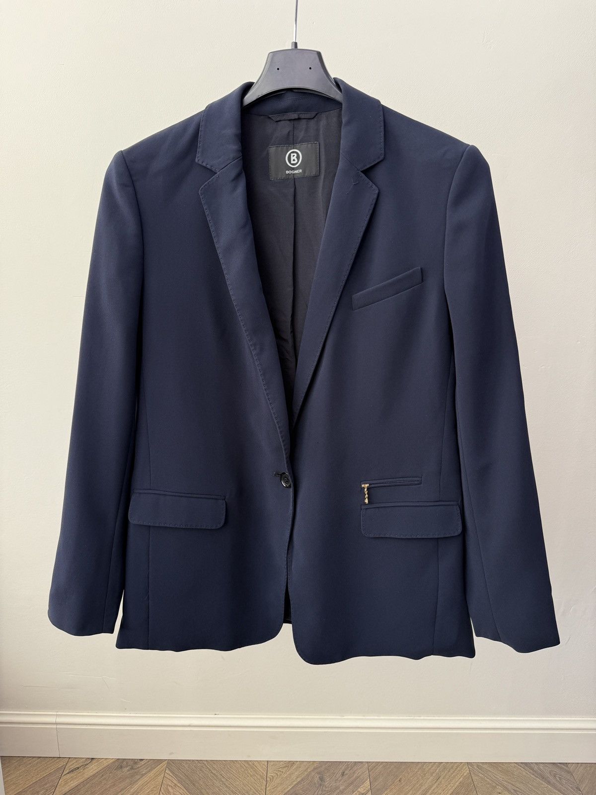 Bogner Vintage Bogner Women’s Navy Blue Blazer Jacket Size L / US 10 / IT 46 - 1 Thumbnail