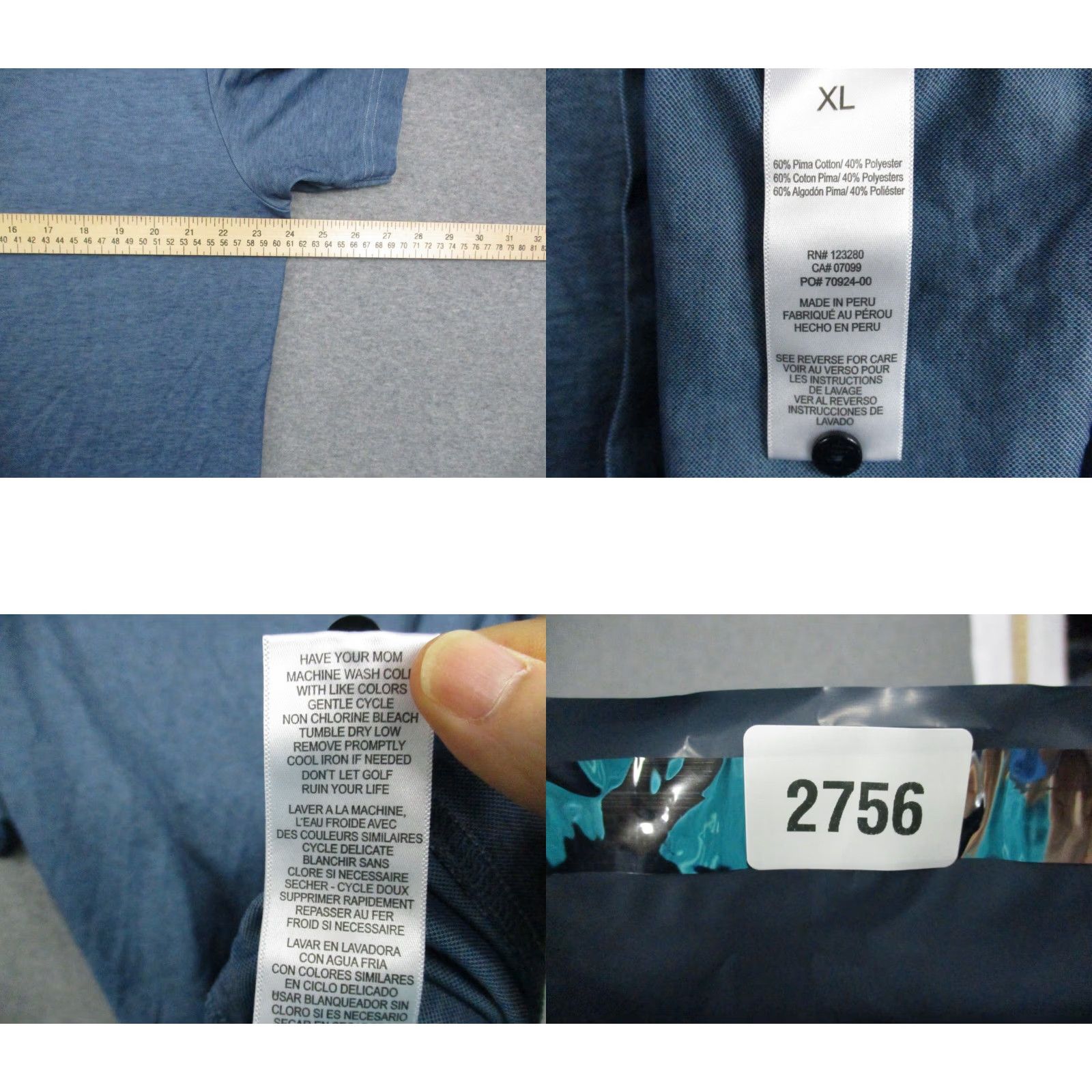TravisMathew Travis Mathew Shirt XL Men Pima Blend Short Sleeve Polo Blue Four Seasons Resort Solid Pattern Casual Sports Classic Mens Polo Shirt XL Blue Size US XL / EU 56 / 4 - 8 Thumbnail