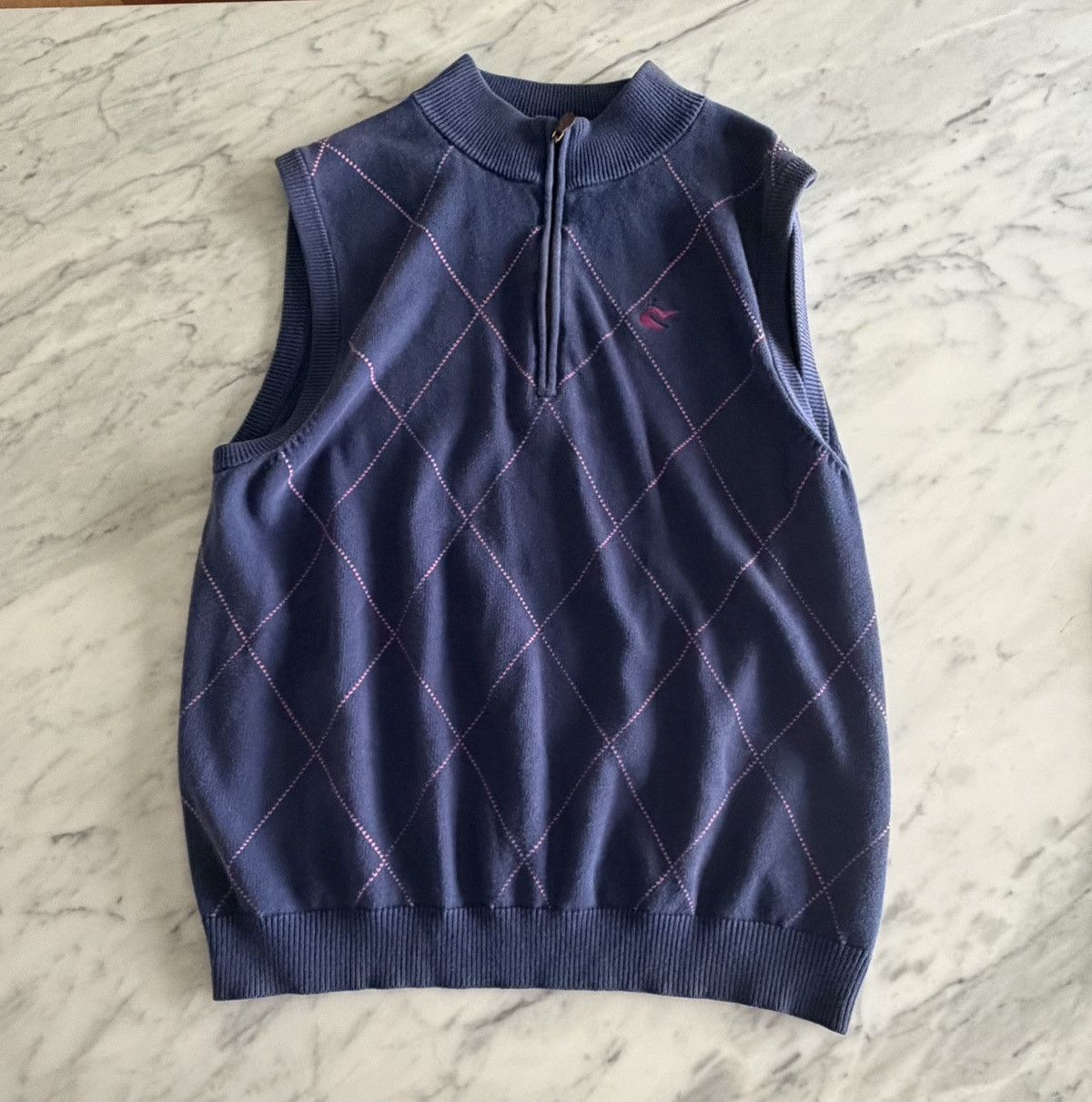 Donald Ross Donald Ross Argyle Quarter Zip Sweater Vest Navy Size US XL / EU 56 / 4 - 1 Thumbnail