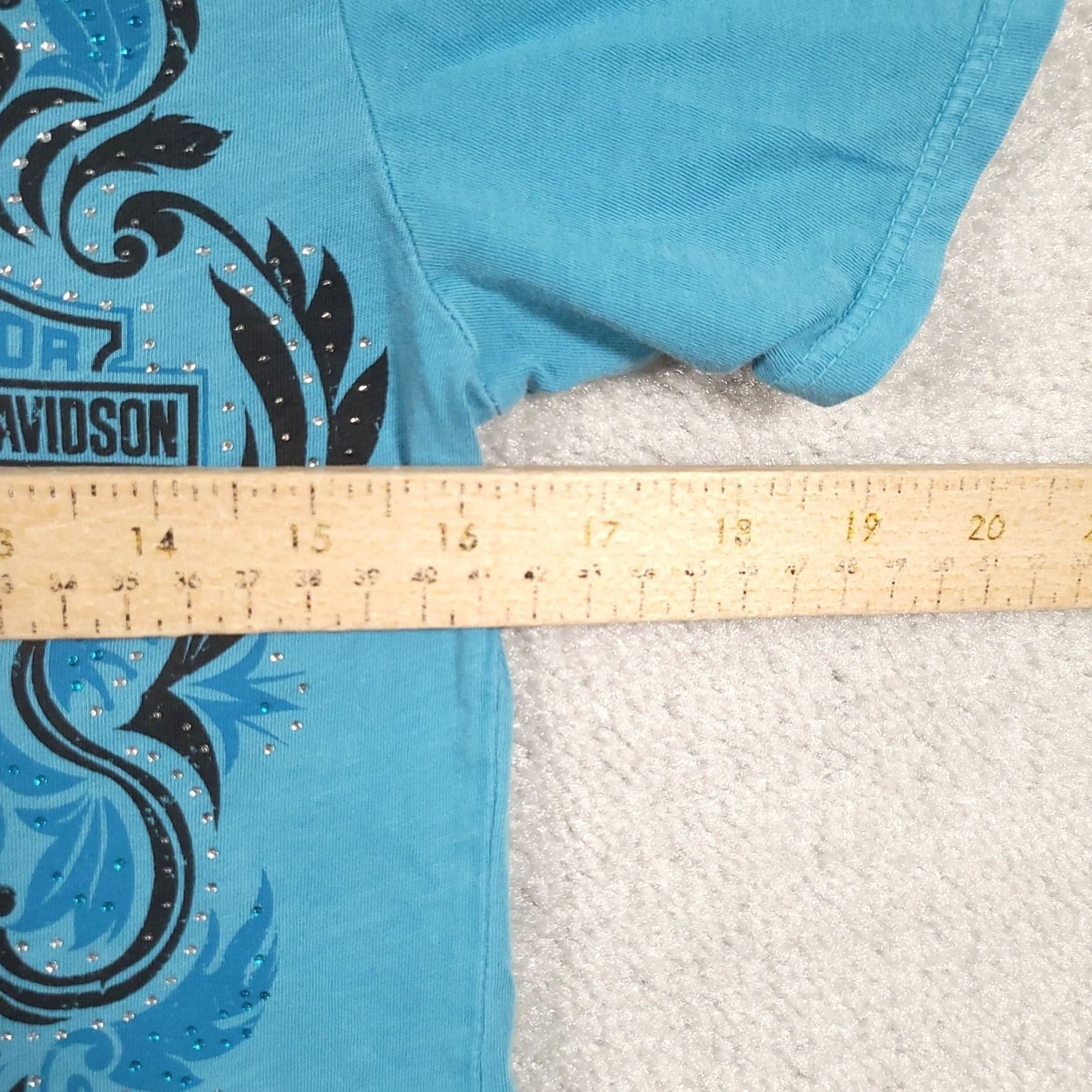 Harley Davidson Harley-Davidson Shirt Womens Small Blue Graphic Tee Top Embellished Size S / US 4 / IT 40 - 4 Thumbnail