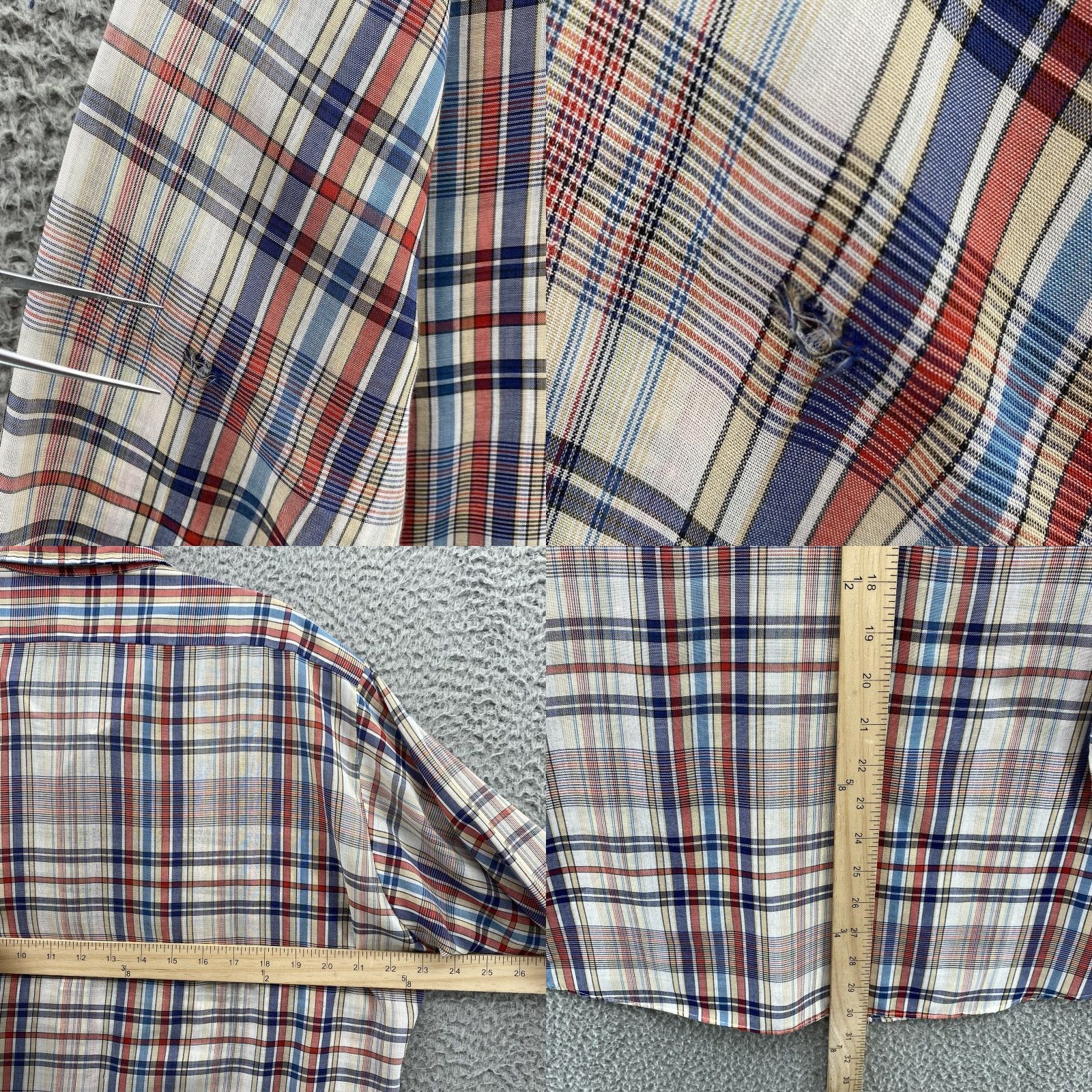 Levi's VINTAGE Levi's Shirt Large White Blue Plaid Regular Fit Button-Down Western Men Size US L / EU 52-54 / 3 - 8 Thumbnail