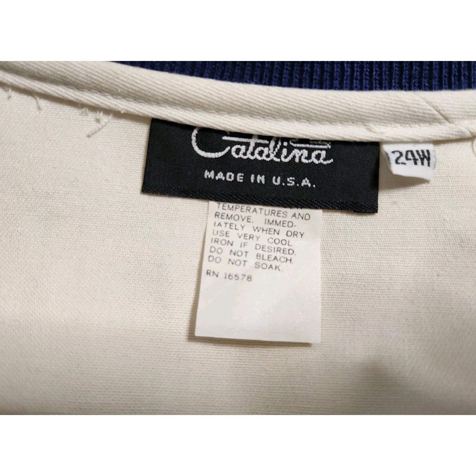 Catalina VINTAGE Catalina Jacket Woman's 24W Cotton Blend Plus Ivory 1980s Bomber Sailing Boating Classic Shirt/Outerwear Mens? Size 4XL / US 24-26 - 8 Thumbnail