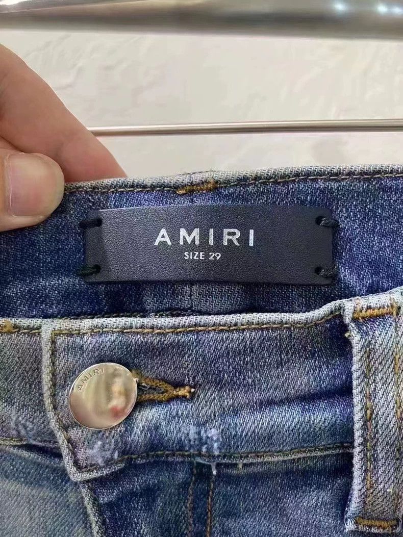 Amiri Amiri Washed blue leather zipper destroys jeans 2501-Nextar Size US 29 - 3 Thumbnail