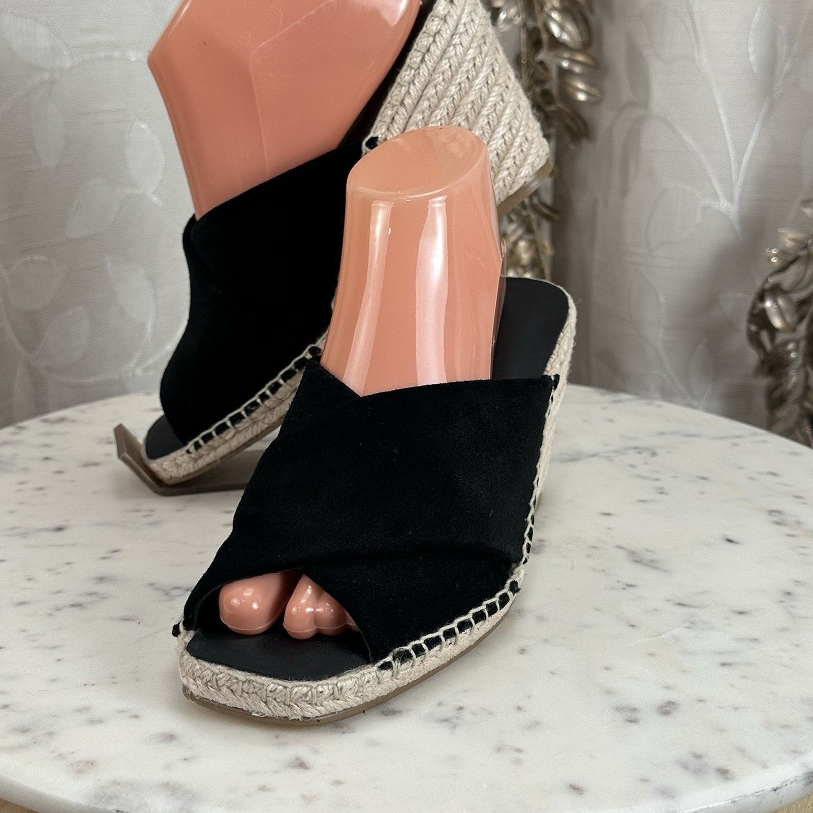 Banana Republic Banana Republic Sandals 8.5 M Wedge Espadrille Black Suede Size US 8.5 / IT 38.5 - 2 Thumbnail