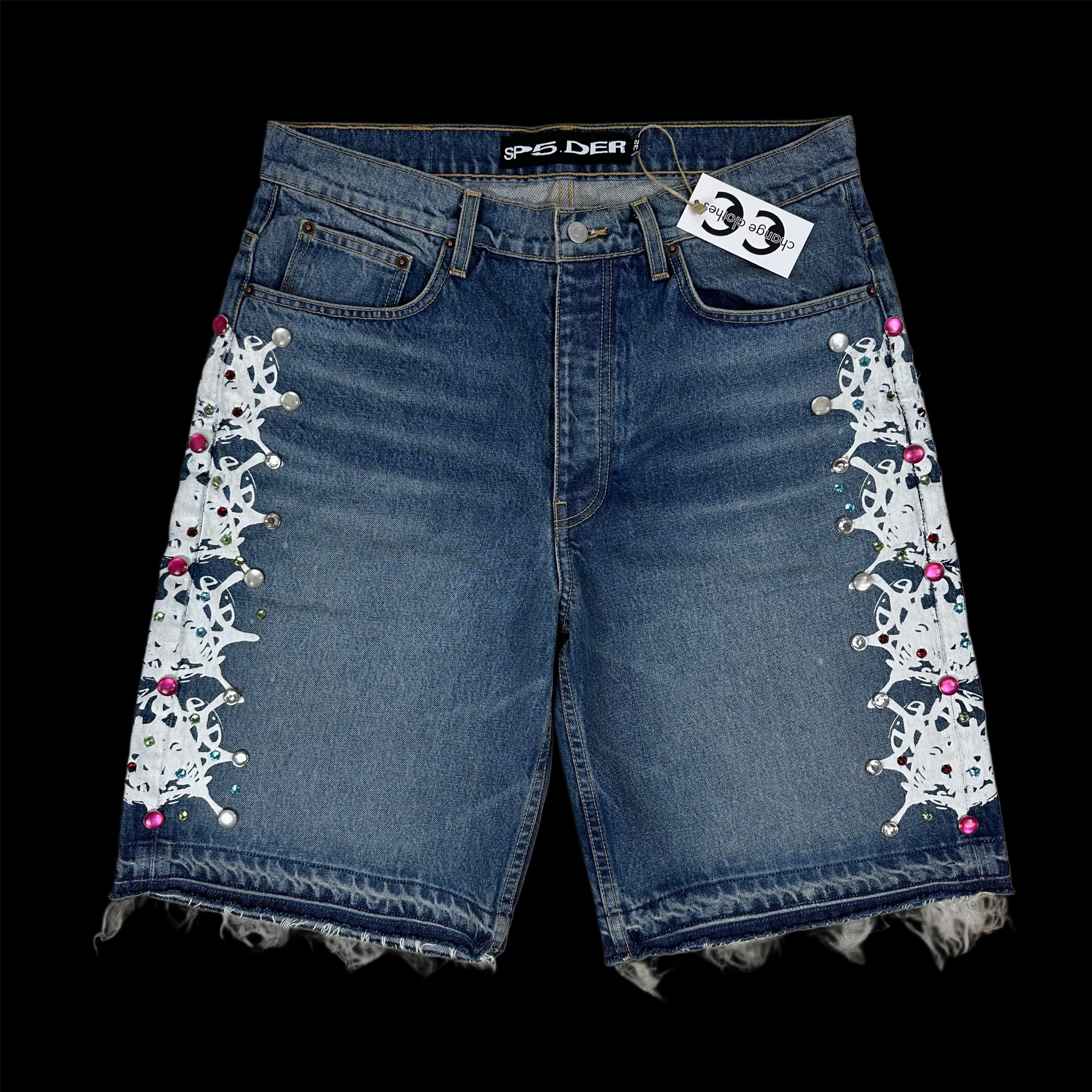 SP5DER デニムショートパンツ INDIGO V3 LOGO DENIM SHORT | SP5DER | KING SPIDER