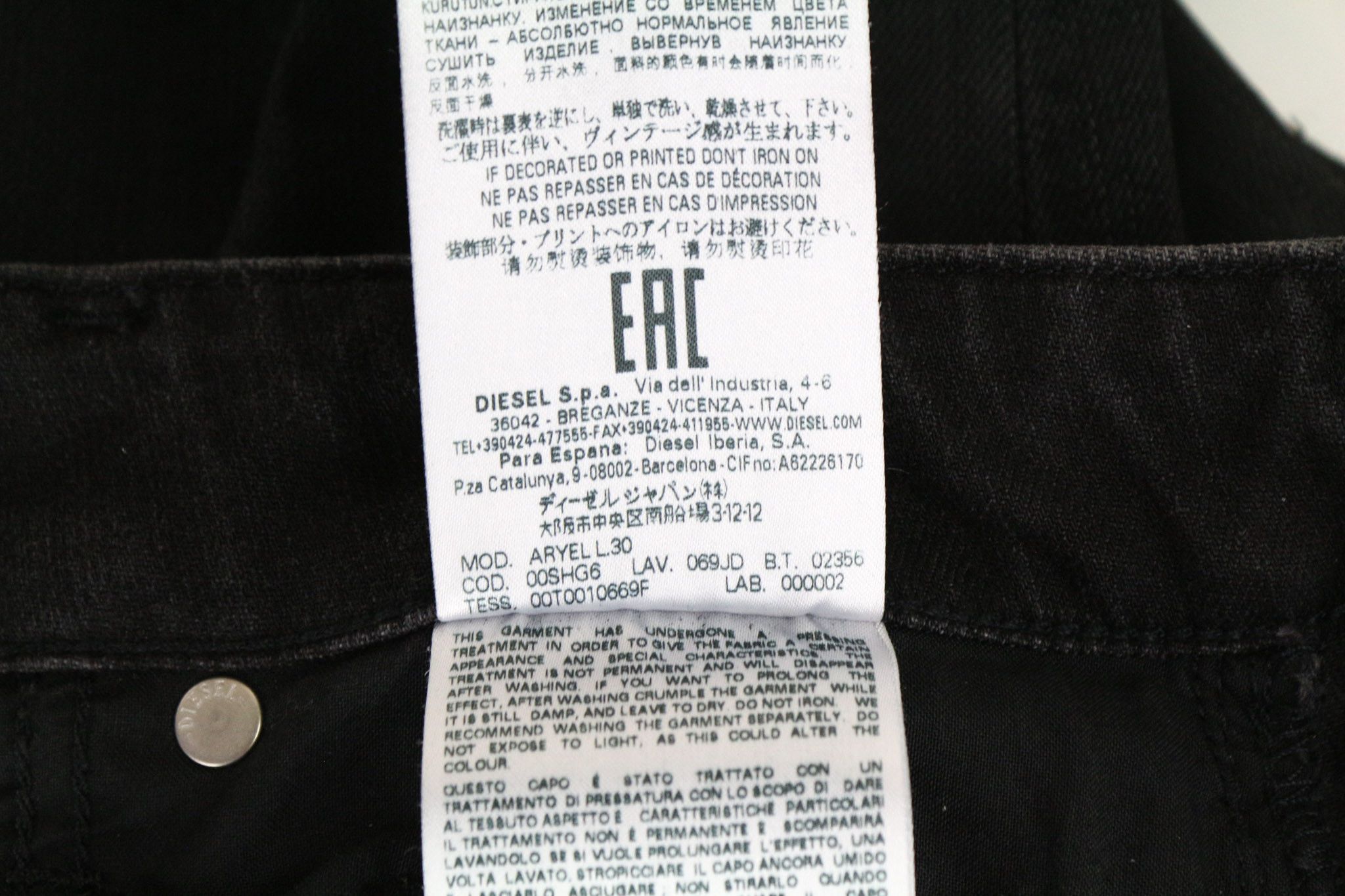 Diesel ARYEL 069JD W24/L30 Black Stretch Buttoned Jeans 69901 Size 24" / US 00 / IT 34 - 10 Thumbnail