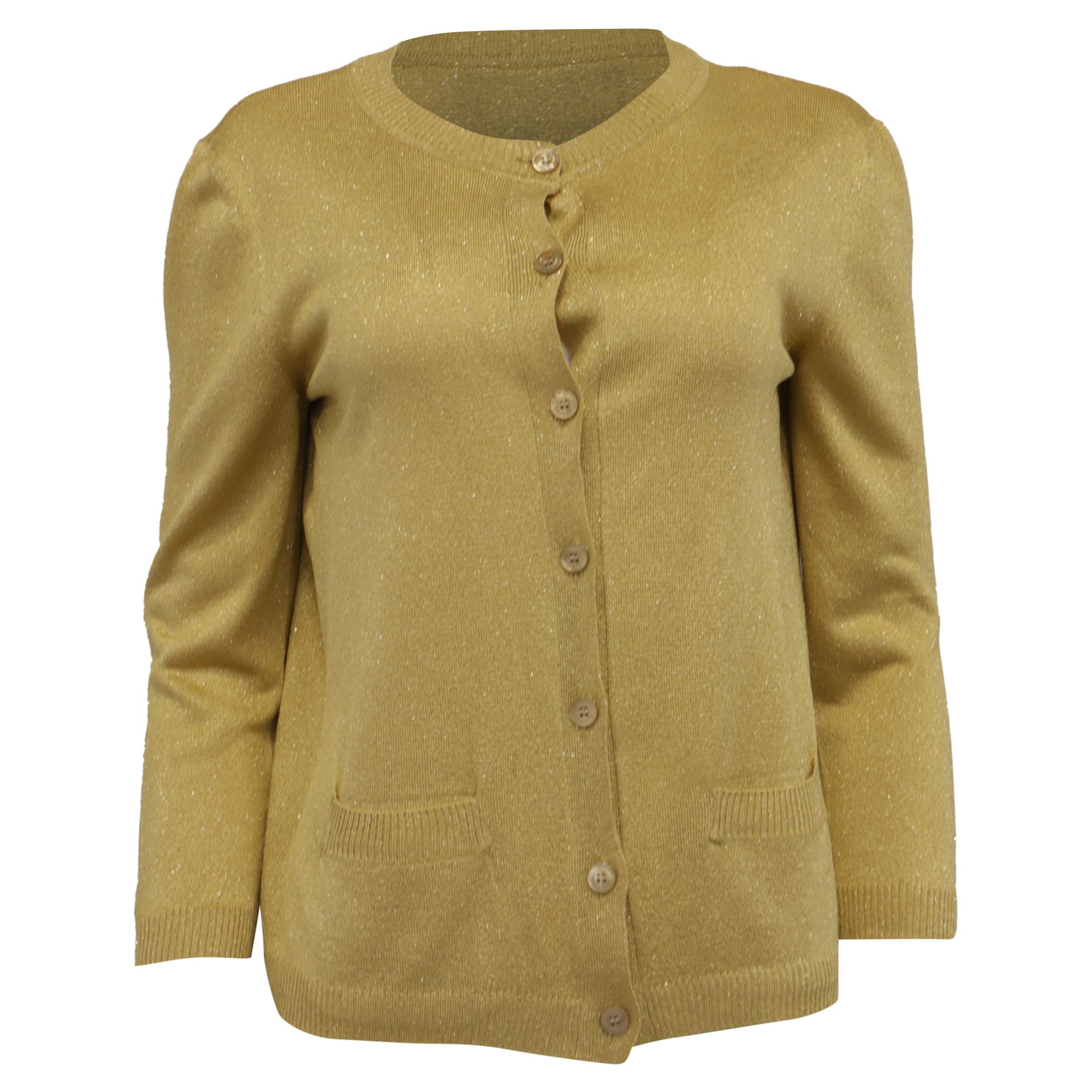Moschino Moschino Couture Buttoned Cardigan in Metallic Gold Acetate Size XS / US 0-2 / IT 36-38 - 1 Thumbnail