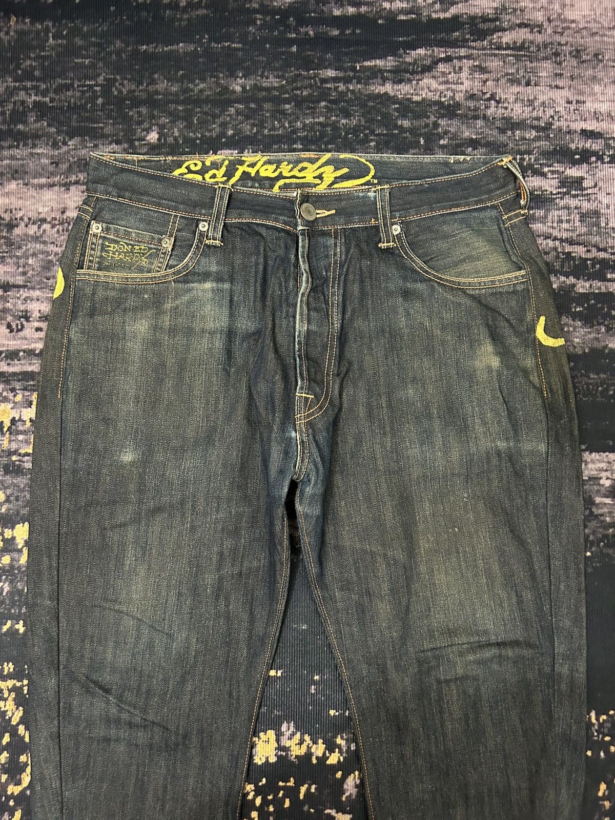 Ed Hardy 2008 Ed Hardy Skull Pocket Back Jeans Size US 38 / EU 54 - 6 Thumbnail