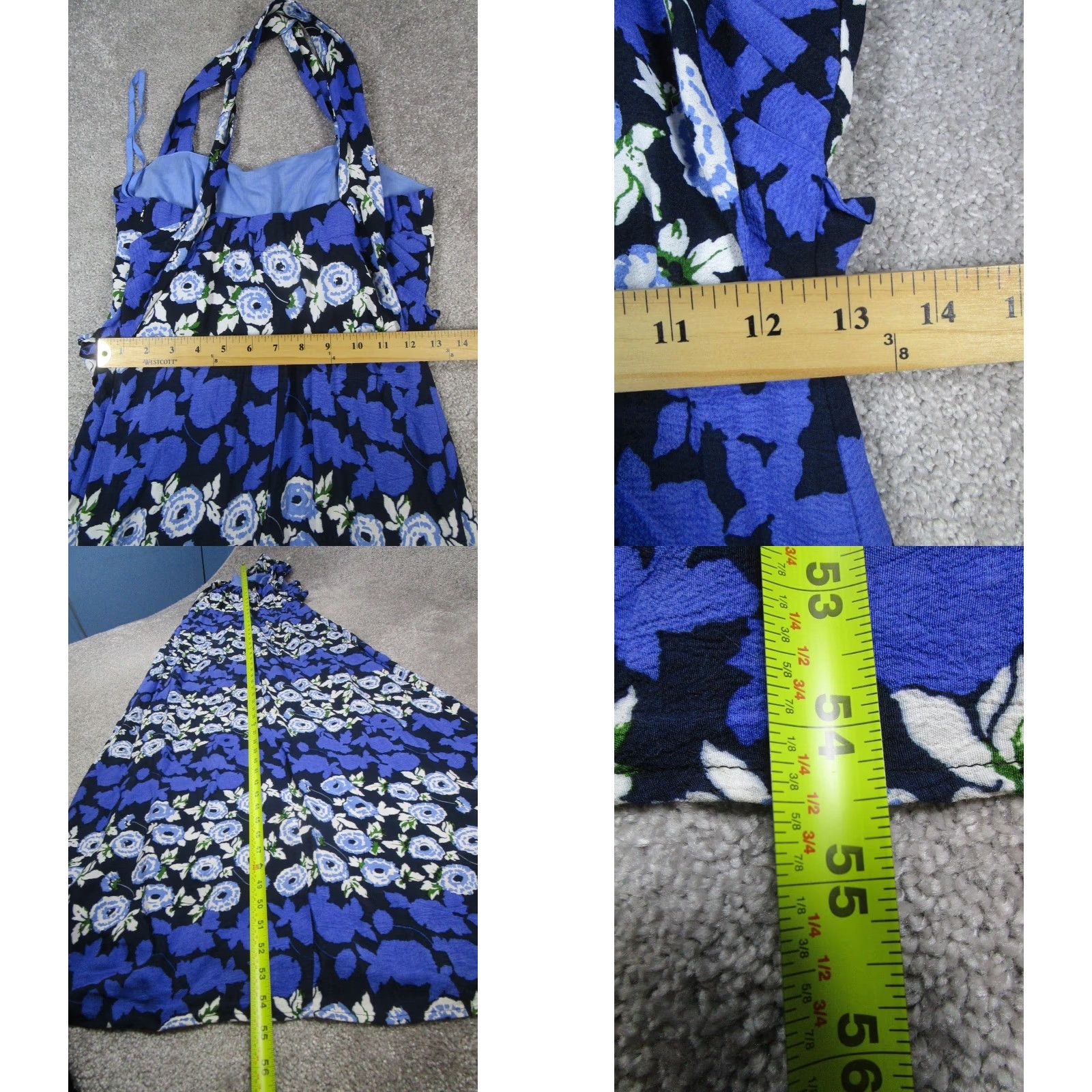 Vintage Maeve Dress Womens 4 Blue Floral Halter Midi Dress Size S / US 4 / IT 40 - 8 Thumbnail