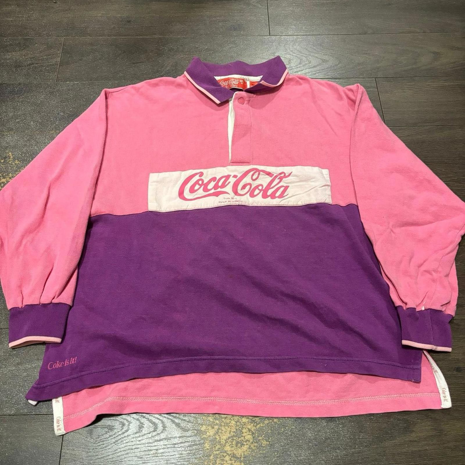 Coca Cola Vintage Coca Cola collared shirt 90s pink purple L Size US L / EU 52-54 / 3 - 1 Thumbnail