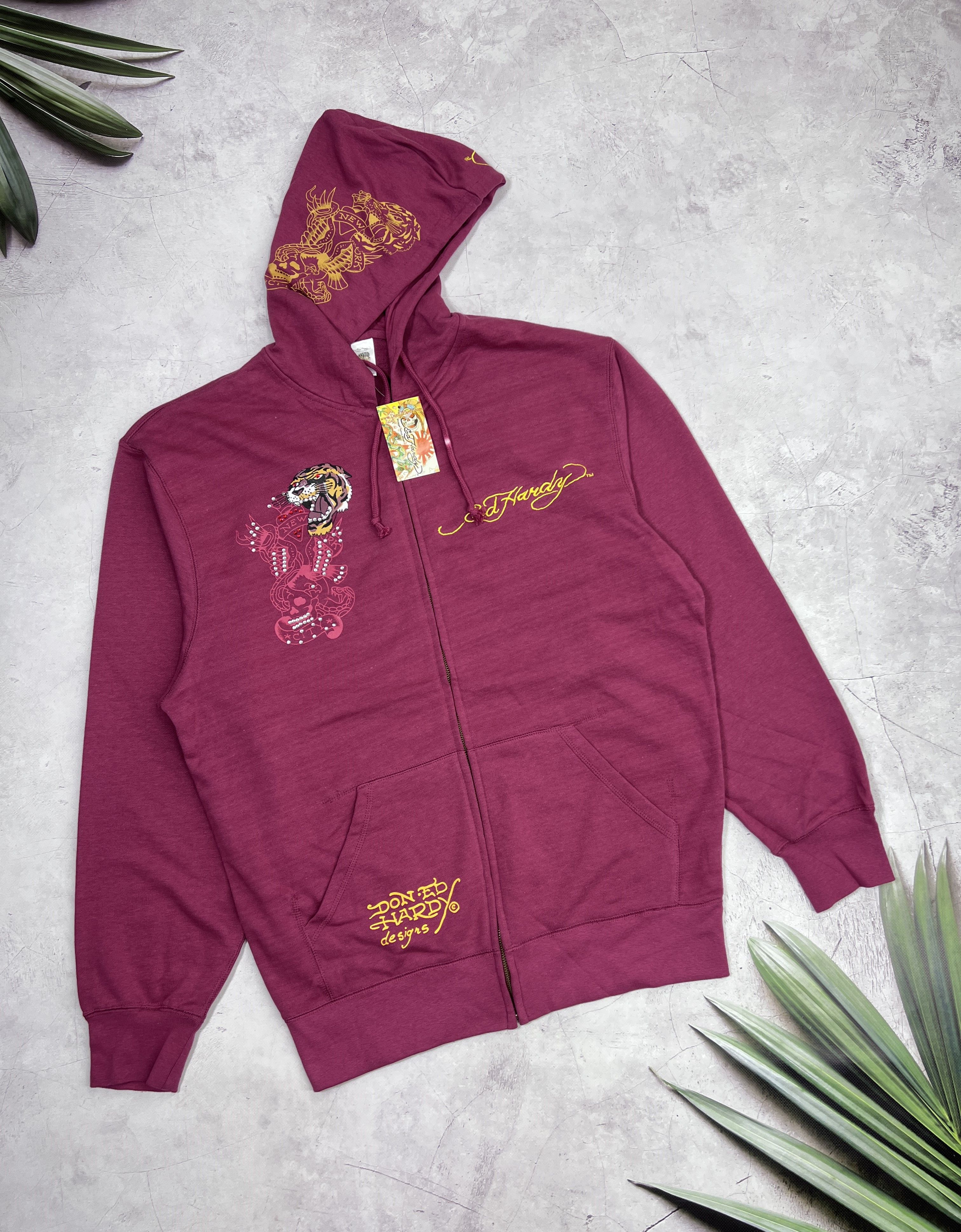 Ed Hardy Y2K Ed Hardy Zip Up Hoodie Christian Audigier Tiger & Skull Size US XL / EU 56 / 4 - 6 Thumbnail