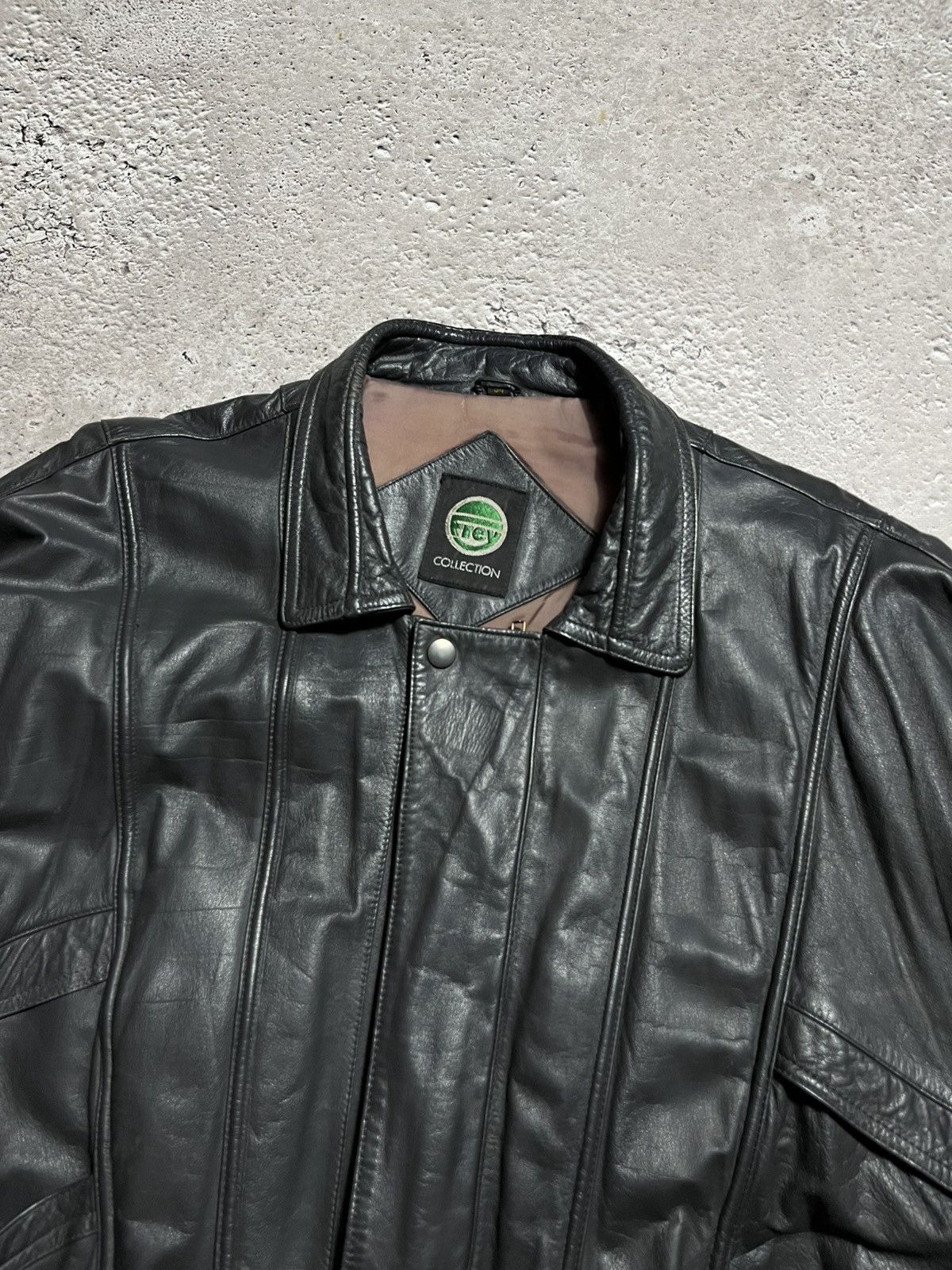 Genuine Leather × Vintage Vintage Black Leather Jacket Oversized 90s Biker Style Size US L / EU 52-54 / 3 - 4 Thumbnail