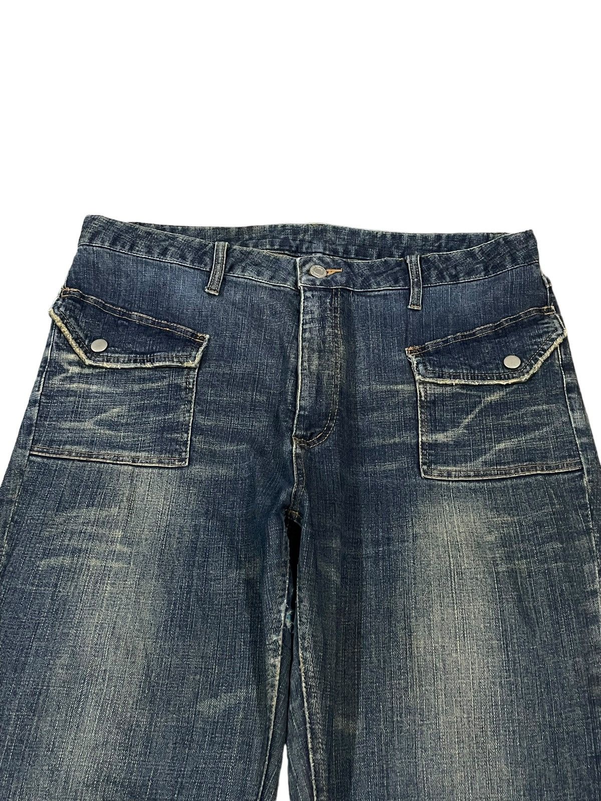 POST ARCHIVE FACTION (PAF) Vintage Japanese Bush Pants Mud Wash Distressed Flare Jeans Size US 34 / EU 50 - 8 Thumbnail