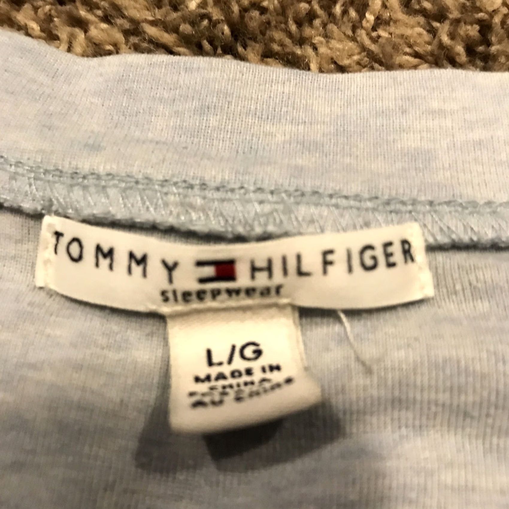 Tommy Hilfiger Tommy Hilfiger Womens L Light Blue Cotton Blend Sleepwear Sweater Knit Logo Sleepshirt Size L / US 10 / IT 46 - 2 Thumbnail