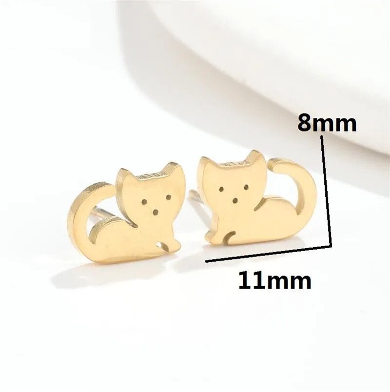 Jewelry Lovely Cat Mini Stud Earrings Charm Earring Gift Size ONE SIZE - 1 Preview