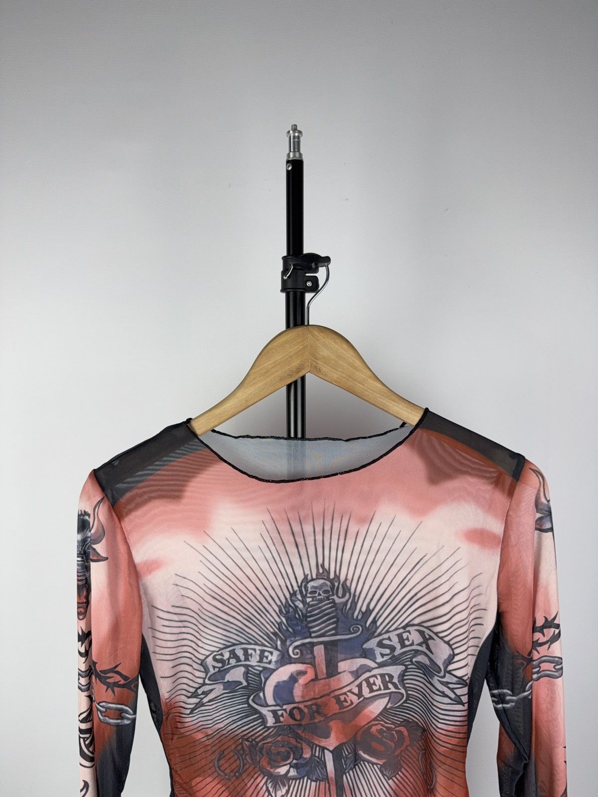 Designer × Japanese Brand STYLE ❗️Save The Queen Jean Paul Gaultier Mesh Top Blouses Size M / US 6-8 / IT 42-44 - 2 Thumbnail