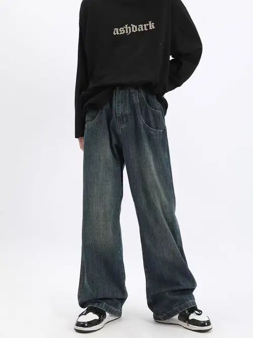 VIBE Retro street wash blue draped straight jeans Size US 32 / EU 48 - 2 Thumbnail