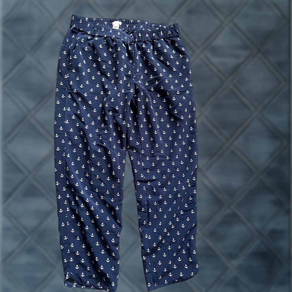 J.Crew J Crew Women's Blue Anchor Pants Casual Elastic Waist XS Size 26" / US 2 / IT 38 - 1 Thumbnail