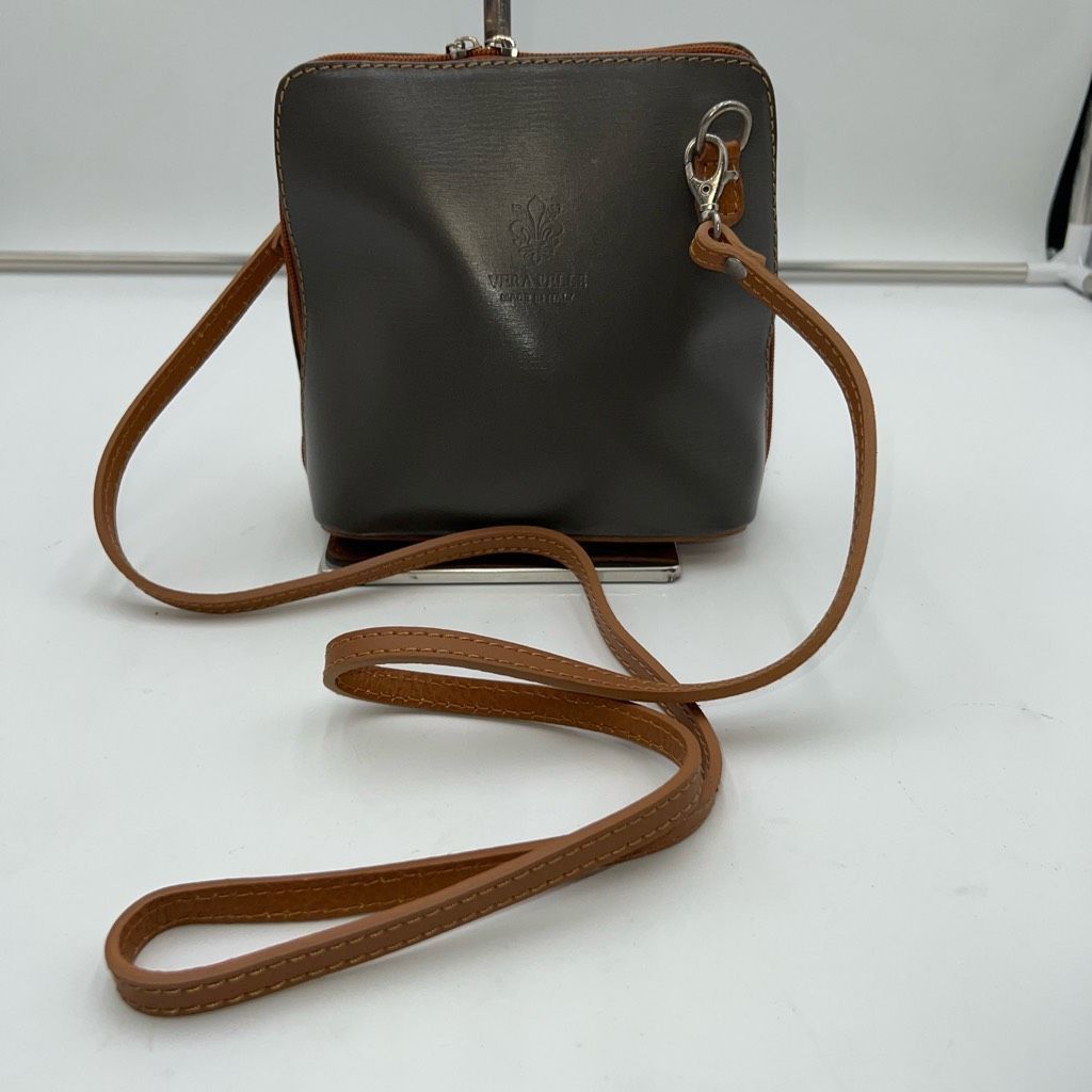 Vera Pelle Vera Pelle Made in Italy Gray and Vachetta Leather Crossbody Size ONE SIZE - 2 Thumbnail