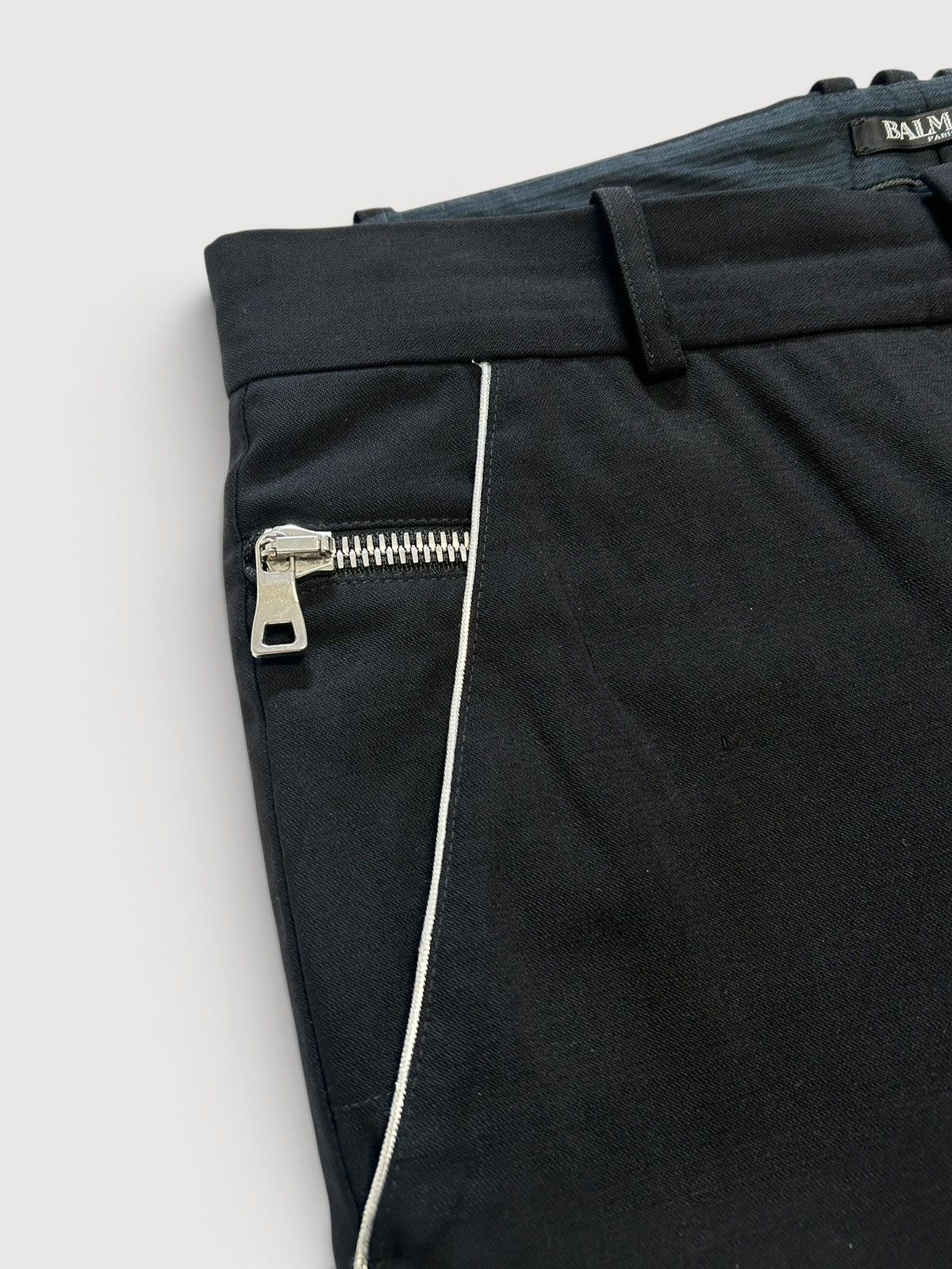 Balmain FW2018 Metallic Panel Zipped Tuxedo Wool Trousers Size US 30 / EU 46 - 4 Thumbnail