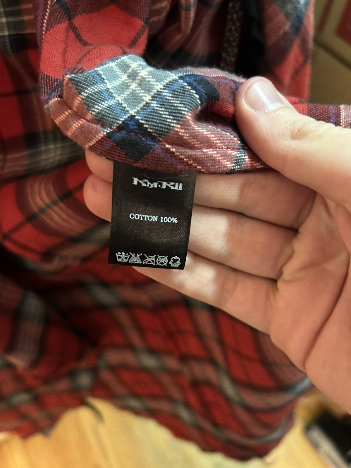 KMRii Red flannel Kmrii cardigan with leather details Size US XS / EU 42 / 0 - 4 Thumbnail
