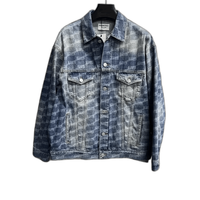 Balenciaga Blue Logo Denim Jacket Size S