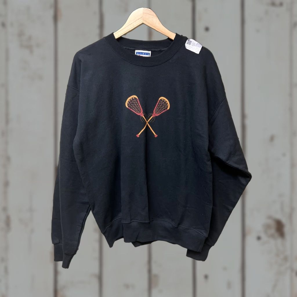 Hanes VINTAGE Hanes Sweatshirt Lacrosse Long Sleeve Pullover Black M Regular Men Cotton Blend NOS Pullover Sports 90s Size US M / EU 48-50 / 2 - 1 Thumbnail