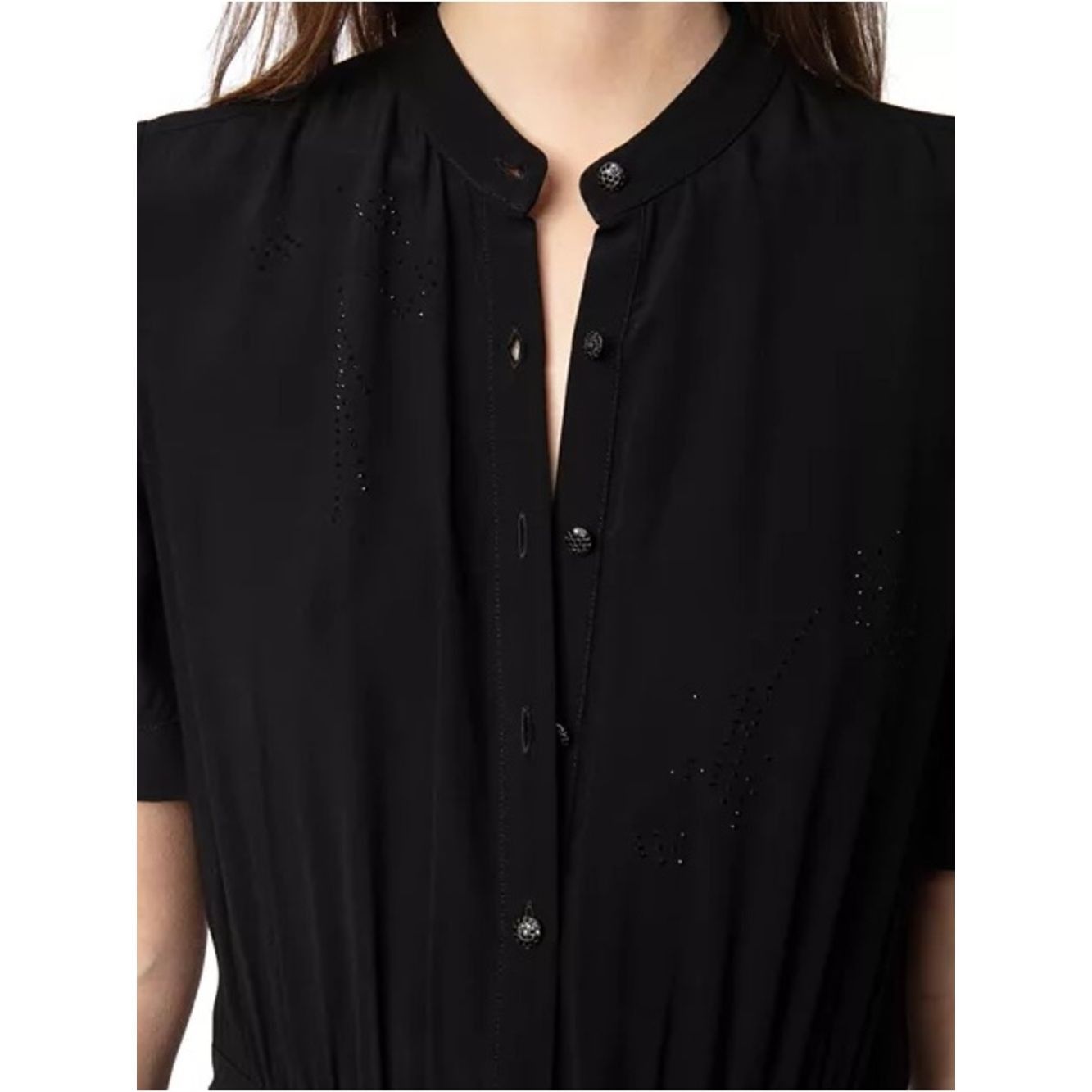 Zadig & Voltaire Zadig & Voltaire Rimaz Soft Strass Faux Wrap Shirt Dress Bl Size S / US 4 / IT 40 - 2 Thumbnail