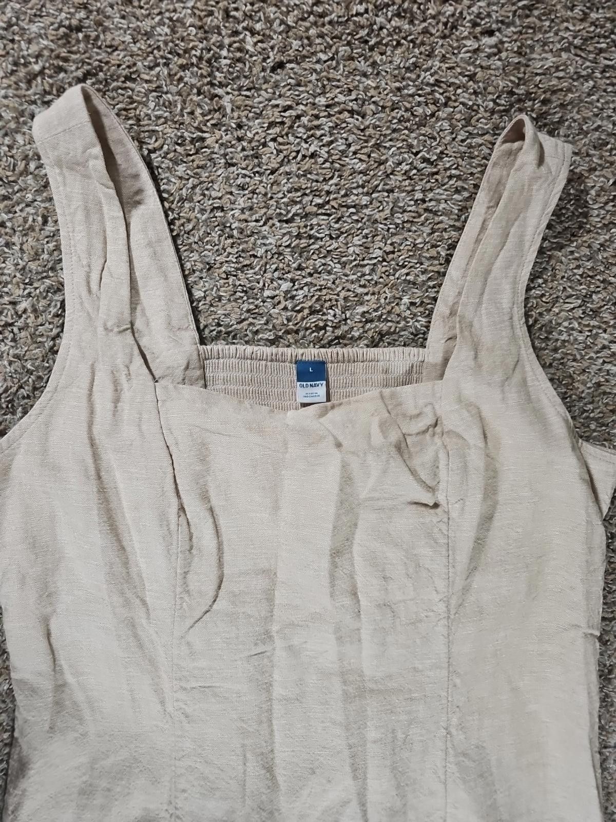 Old Navy Old Navy Smocked Linen Dress Neutral Capsule Minimalist L Size L / US 10 / IT 46 - 2 Thumbnail