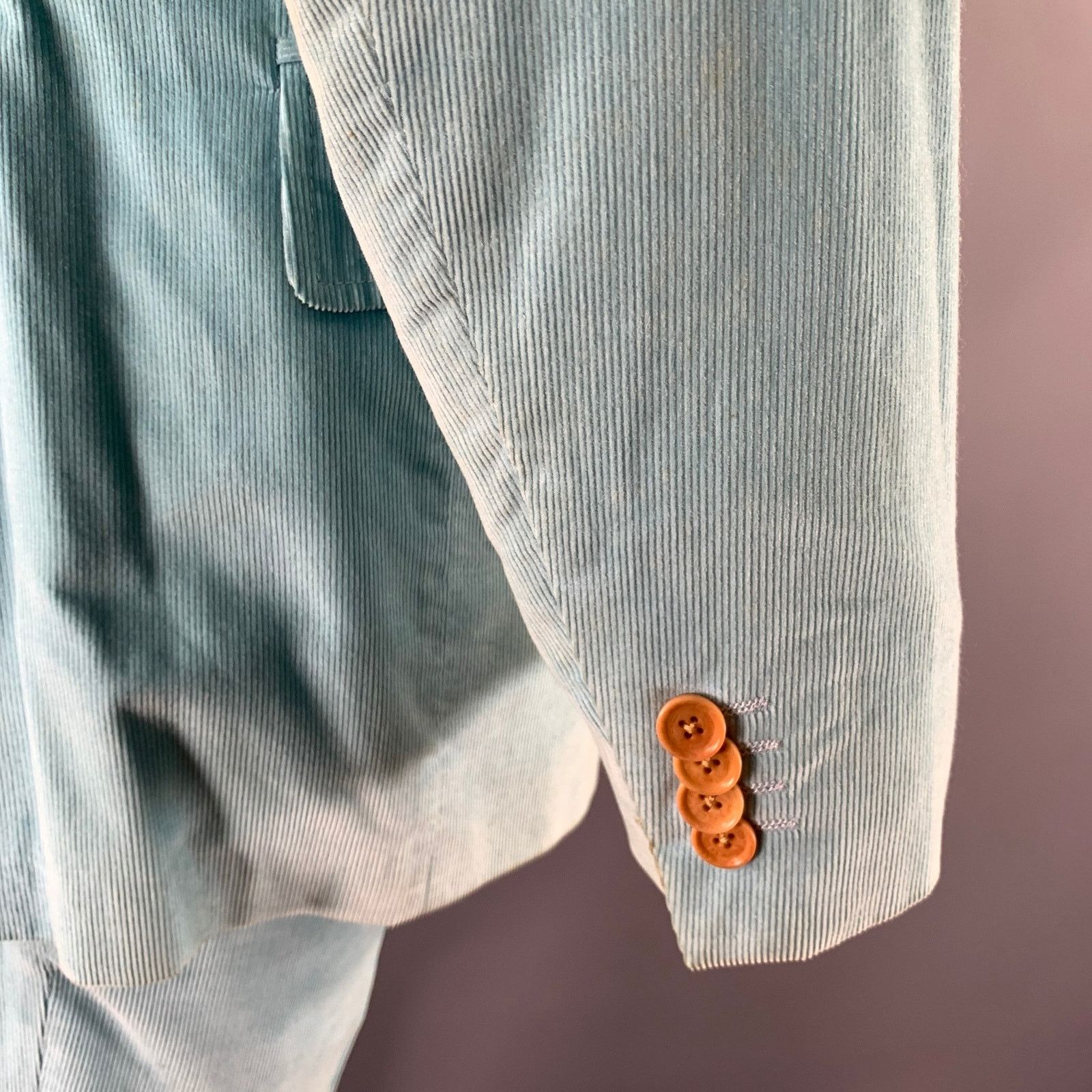 Etro ETRO Size 38 Light Blue Corduroy Cotton Storm Collar Suit Size 38R - 4 Thumbnail