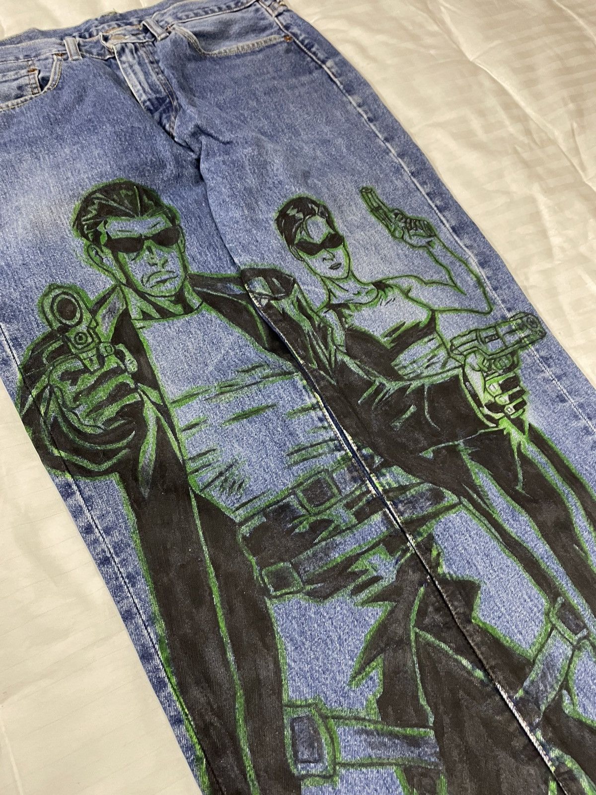 Handmade Vintage Custom Hand Made Matrix Custom Jeans Denim Size US 32 / EU 48 - 4 Thumbnail